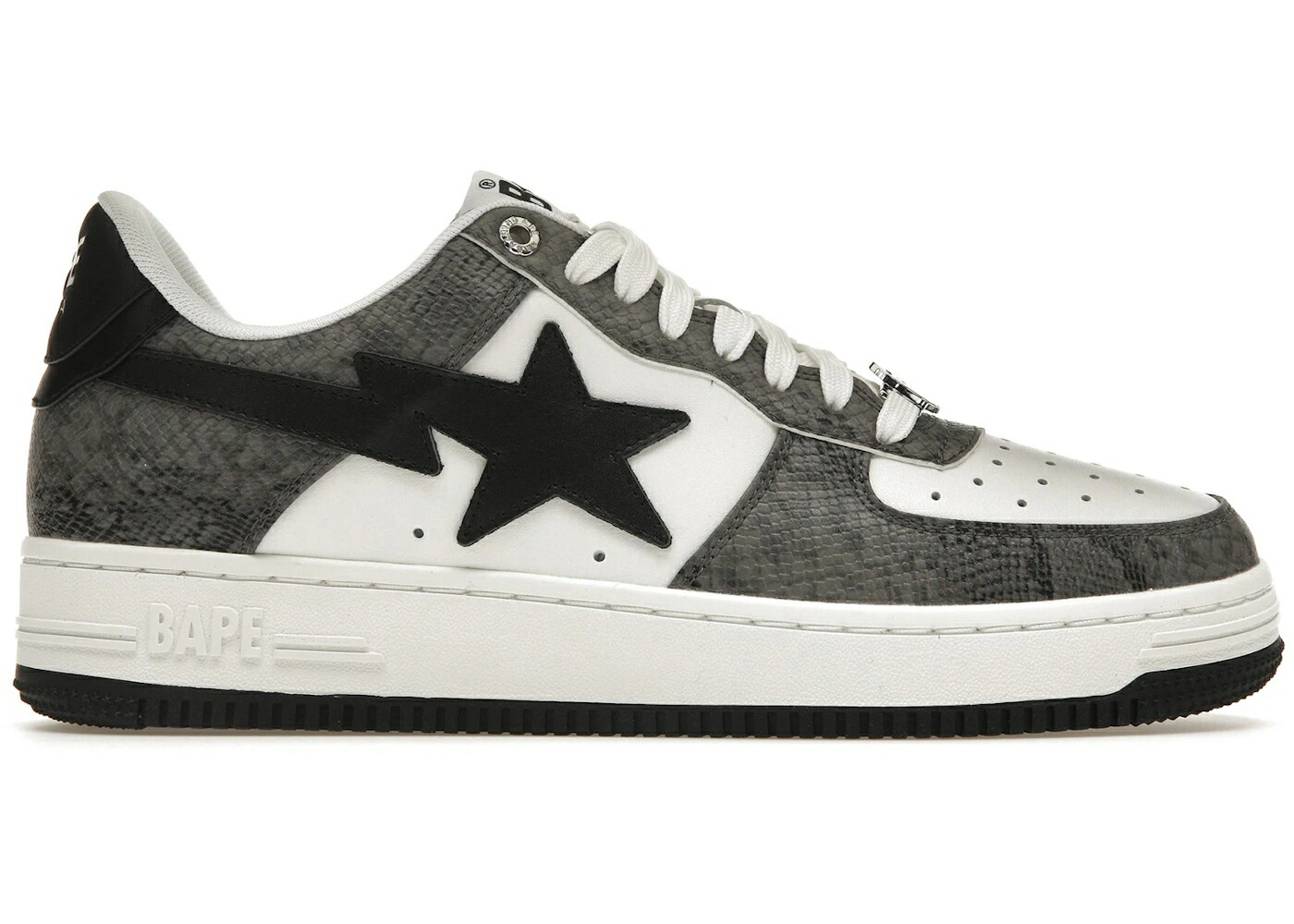 ベイプ 黒色 ブラック ベージュ 白色 ホワイト スニーカー メンズ BAPE A BATHING APE STA SNAKE SKIN BLACK / BEIGE WHITE BLACK