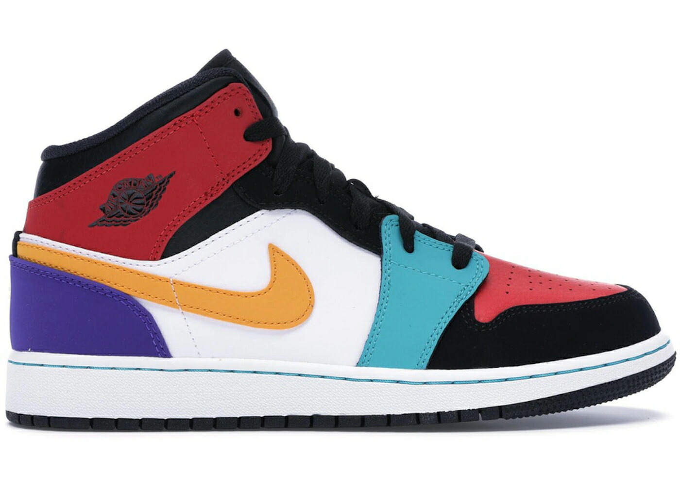 ナイキ ジョーダン ミッド 白色 ホワイト 赤 レッド 黒色 ブラック ターボ ジュニア キッズ JORDAN 1 MID BRED MULTI-COLOR (GS) / WHITE UNIVERSITY RED BLACK TURBO ベビー マタニティ スニーカー