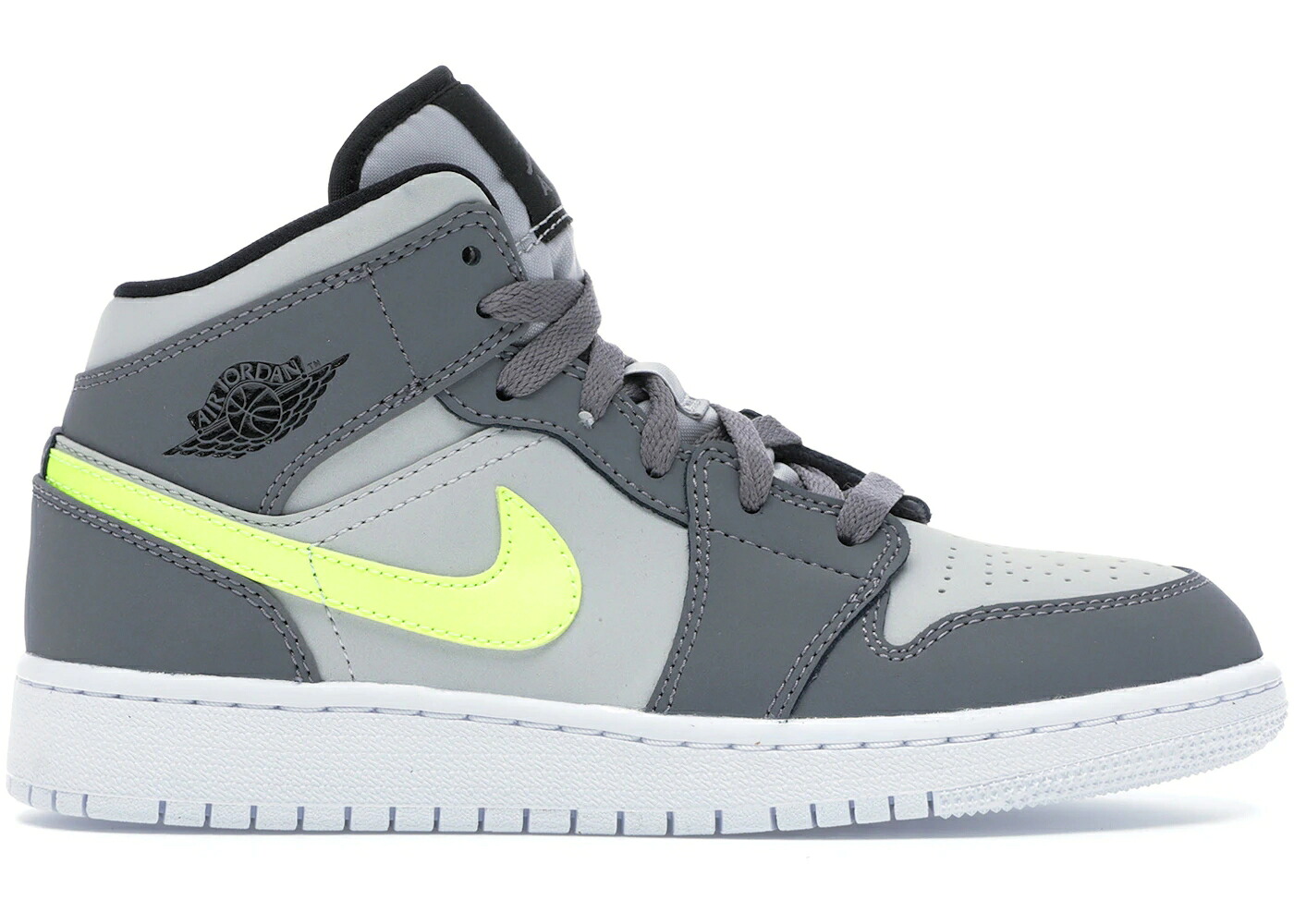 ナイキ ジョーダン ミッド 薄墨色 薄墨色 白いこと 白いこと お坊っちゃん キッズ JORDAN 1 MID GUNSMOKE VOLT (GS) / GUNSMOKE VOLT NEUTRAL GREY WHITE もの言う花 マタニティ スニーカー