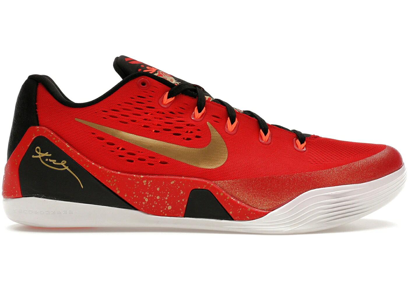 ナイキ コービー 赤 赤いこと ゴールド スニーカー メンズ NIKE KOBE 9 EM LOW CHINA / UNIVERSITY RED METALLIC GOLD