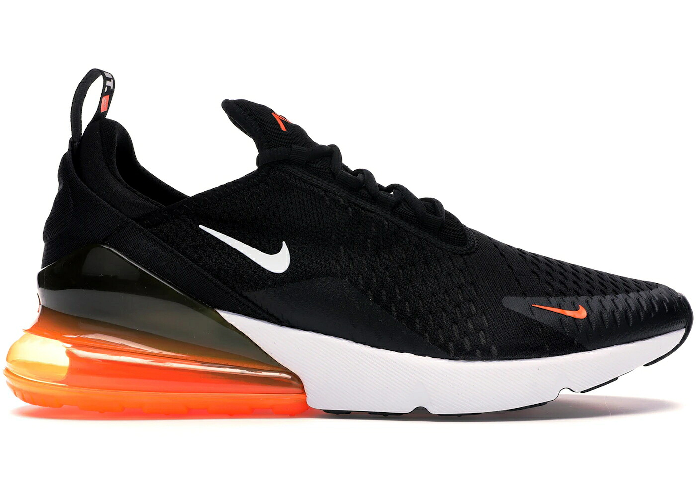 ナイキ マックス 黒色 ブラック 白色 ホワイト 橙 オレンジ エアマックス スニーカー メンズ NIKE AIR MAX 270 BLACK WHITE TOTAL ORANGE / BLACK WHITE TOTAL ORANGE｜スニケス