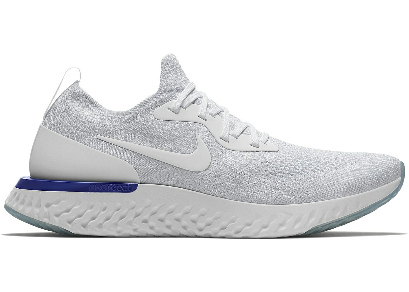 ナイキ エピック リアクト フライニット 白色 ホワイト 青色 ブルー スニーカー メンズ NIKE EPIC REACT FLYKNIT WHITE RACER BLUE / WHITE WHITE RACER BLUE