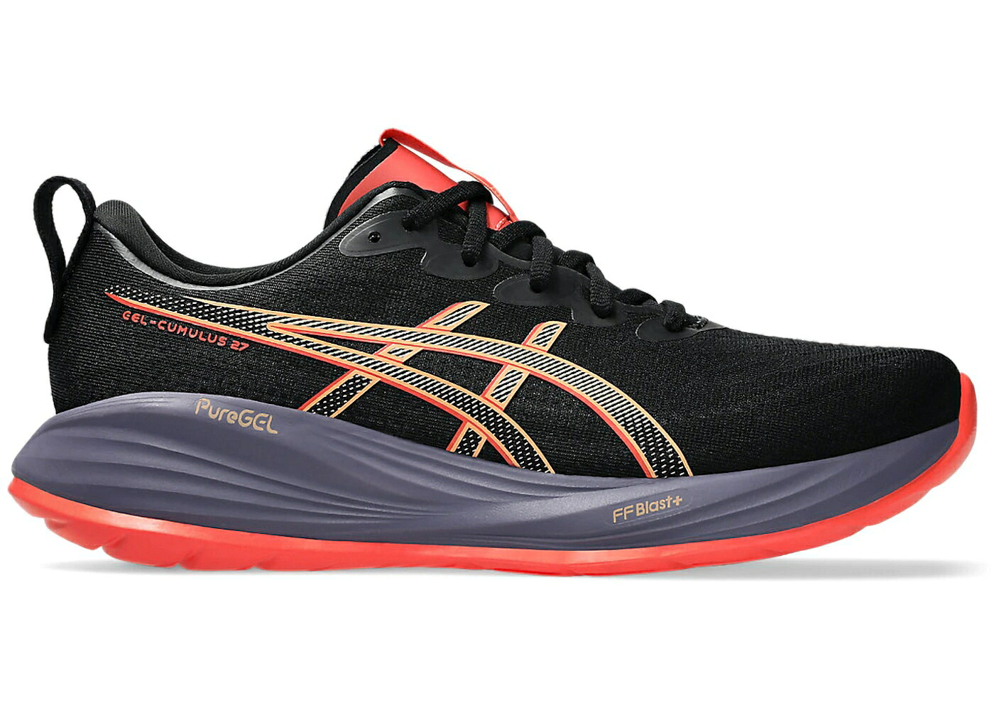 アシックス 黒色 ブラック スニーカー メンズ ASICS GEL-CUMULUS 27 BLACK CORAL REEF / BLACK CORAL REEF|スニケス
