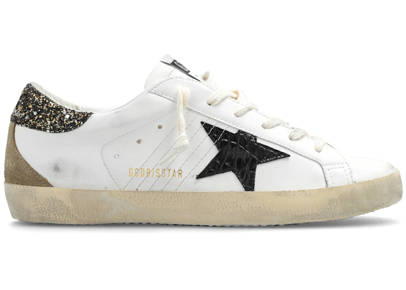 ゴールデングース 白いこと 白いこと 黒いこと 黒いこと WOMEN\u0027S スニーカー レディース GOLDEN GOOSE GOLDEN GOOSE SUPER-STAR WHITE BLACK CROC GLITTER (WOMEN\u0027S) / WHITE BLACK
