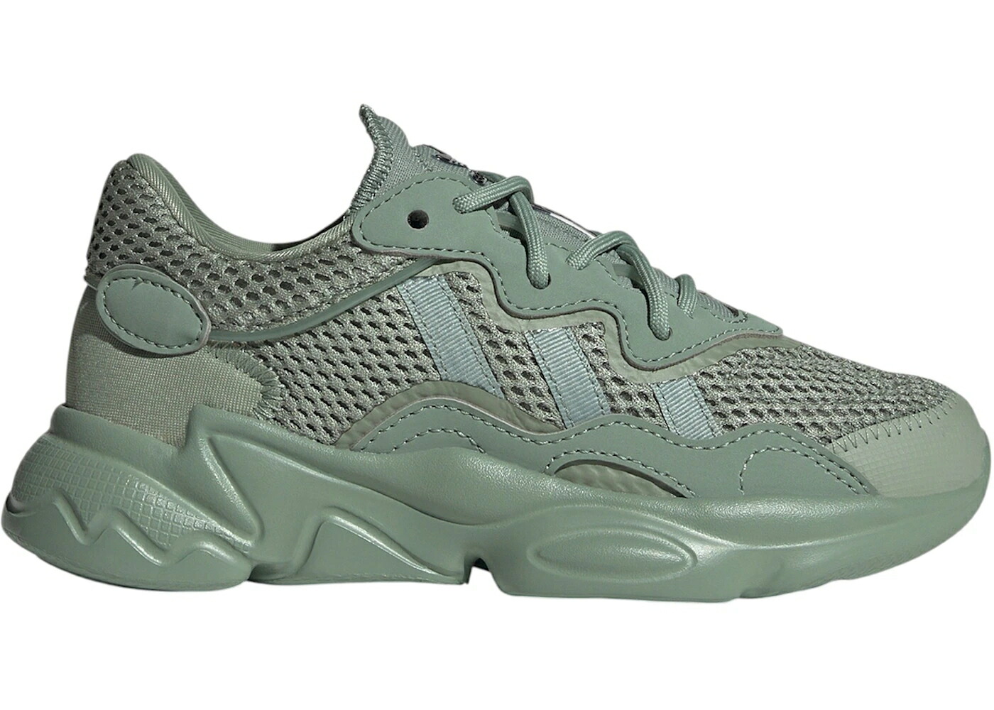 アディダス 銀色 シルバー 緑 グリーン 黒色 ブラック コア ジュニア キッズ ADIDAS OZWEEGO SILVER GREEN BLACK (PS) / SILVER GREEN SILVER GREEN CORE ベビー マタニティ スニーカー