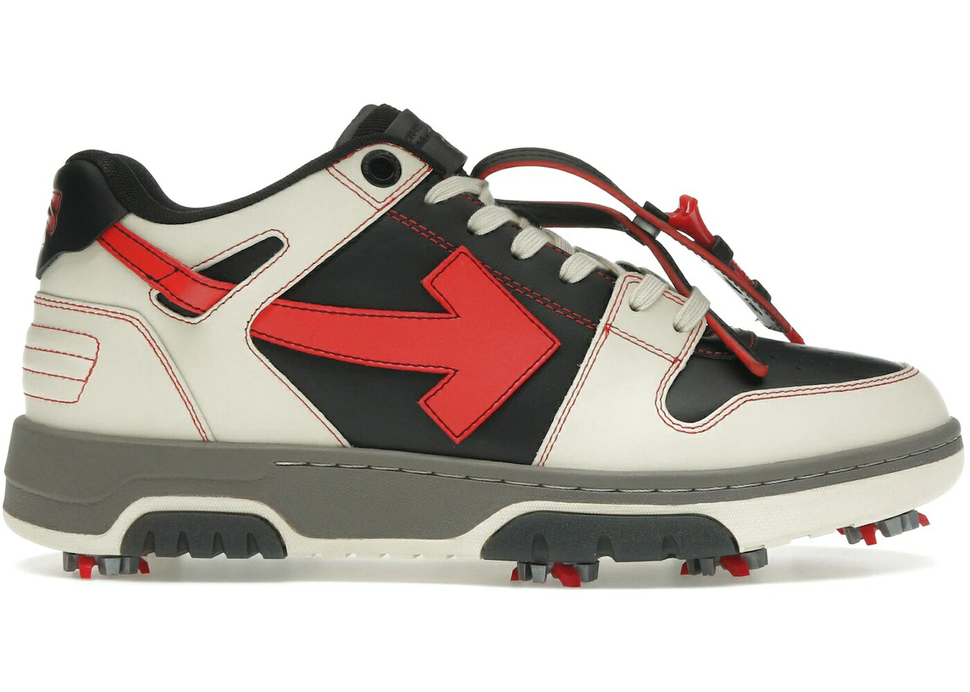 象牙色 ゴルフ 赤 赤いこと 黒いこと 黒いこと スニーカー メンズ OFF-WHITE OUT OF OFFICE OOO LOW TOPS GOLF PARIS HILINSKI RED BLACK / RED BLACK