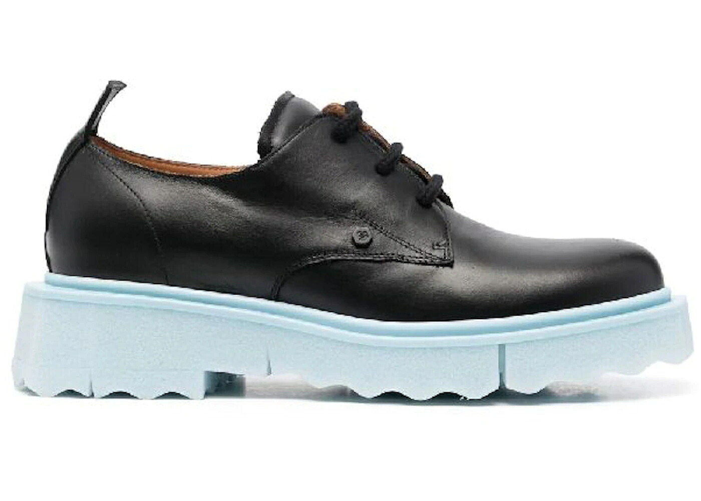 象牙色 なめし革 黒いこと 黒いこと 青み 青色 スニーカー メンズ OFF-WHITE LEATHER SPONGE DERBY BLACK LIGHT BLUE / BLACK LIGHT BLUE