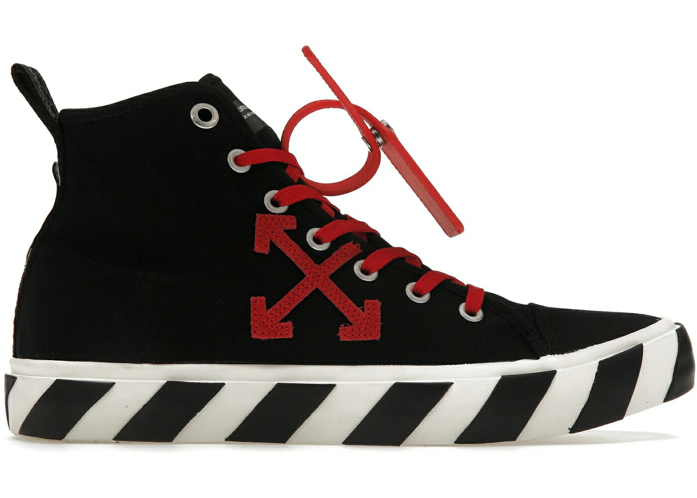 オフホワイト 黒色 ブラック 赤 レッド スニーカー メンズ OFF-WHITE VULCANIZED HI BLACK RED CANVAS /｜スニケス