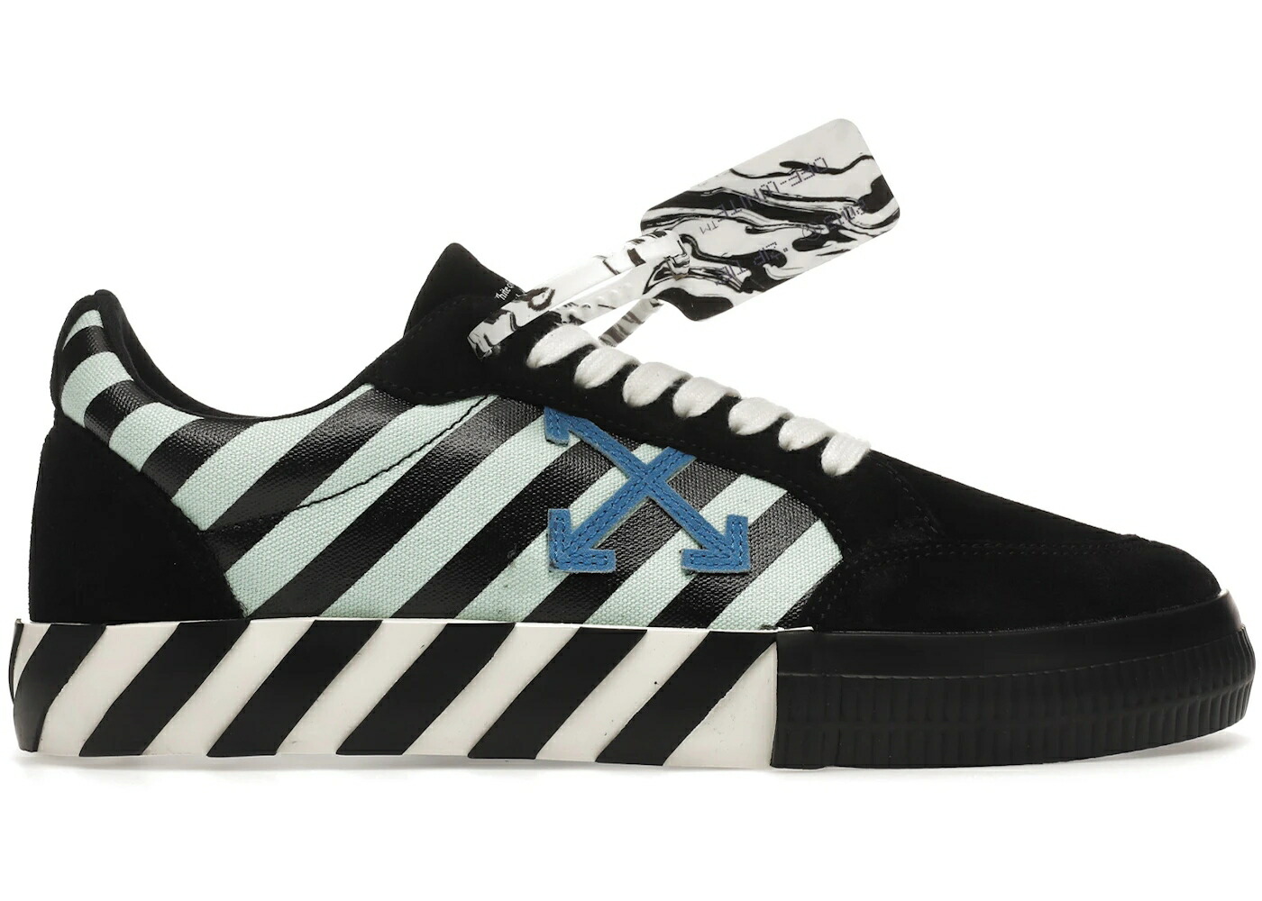 オフホワイト 黒色 ブラック 青色 ブルー アロー 白色 ホワイト スニーカー メンズ OFF-WHITE VULC LOW BLACK BLUE ARROW / BLACK BLUE WHITE