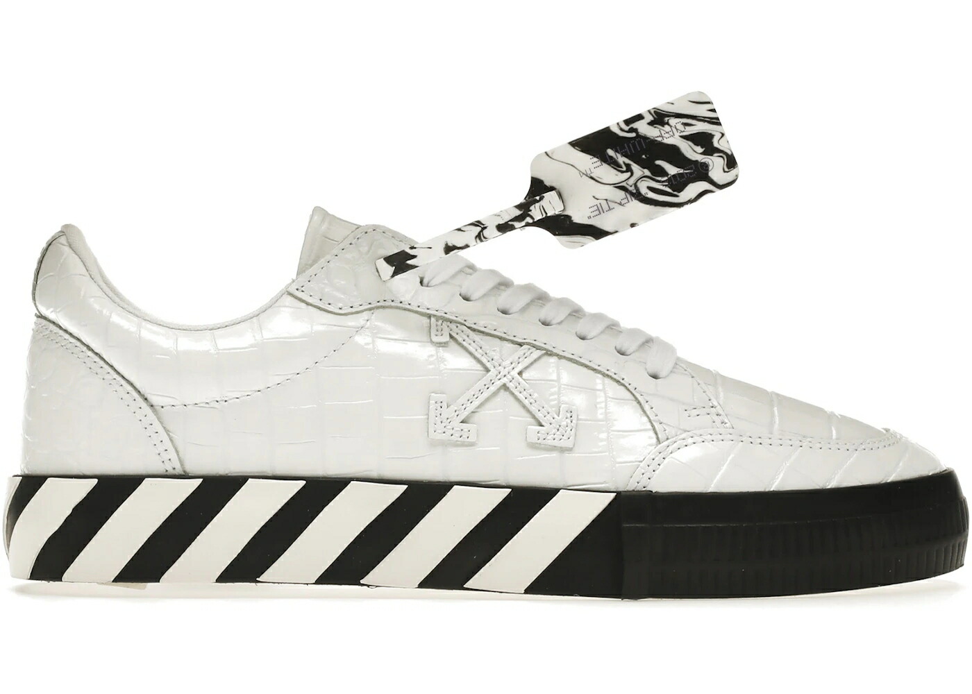 オフホワイト レザー 白色 ホワイト 黒色 ブラック スニーカー メンズ OFF-WHITE VULC LOW CROCO LEATHER WHITE BLACK / WHITE BLACK