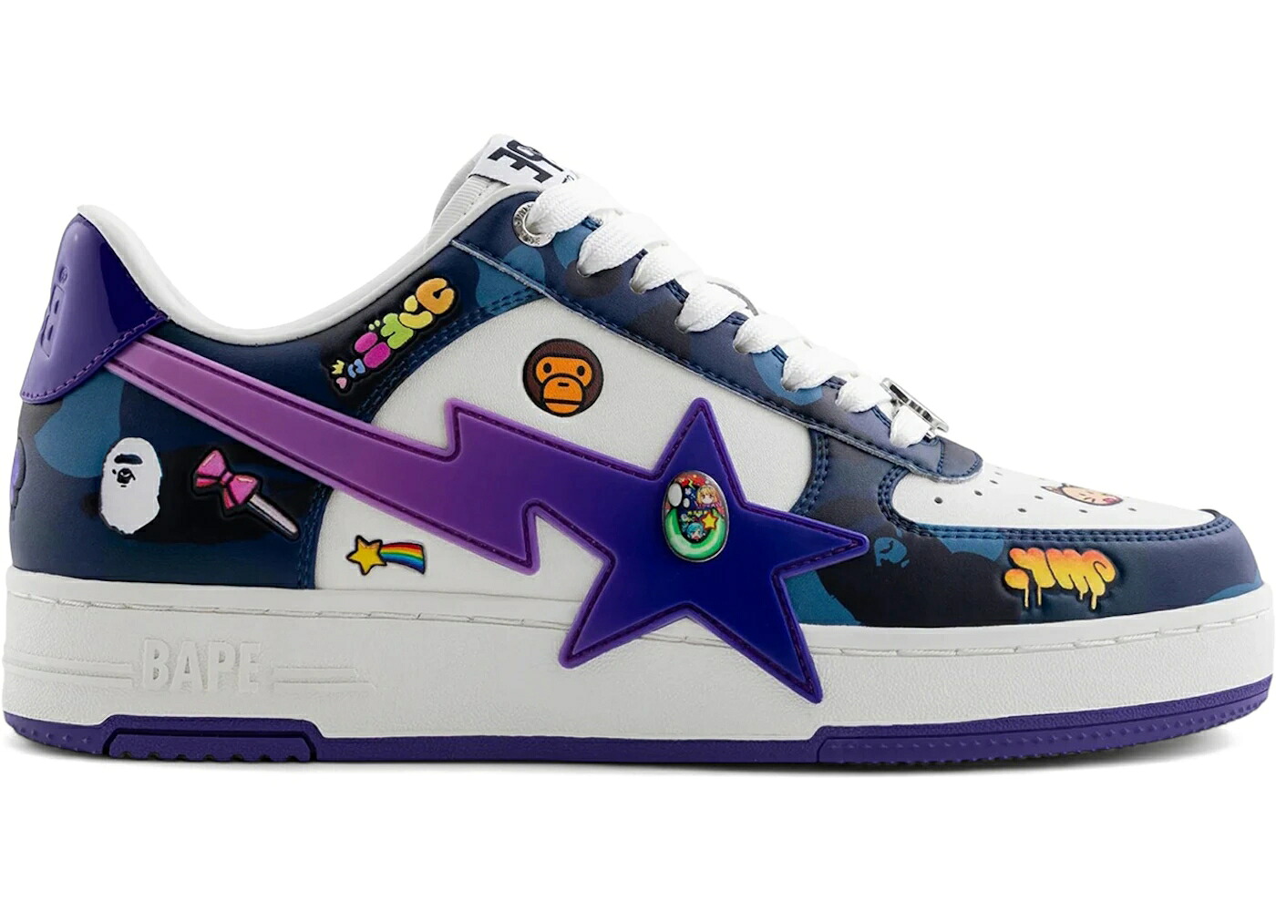 ベイプ 白いこと 白いこと 紫 パープル MR. スニーカー メンズ BAPE A BATHING APE STA KAIKAI KIKI WHITE PURPLE / WHITE PURPLE 靴-スニーカー-メンズ靴
