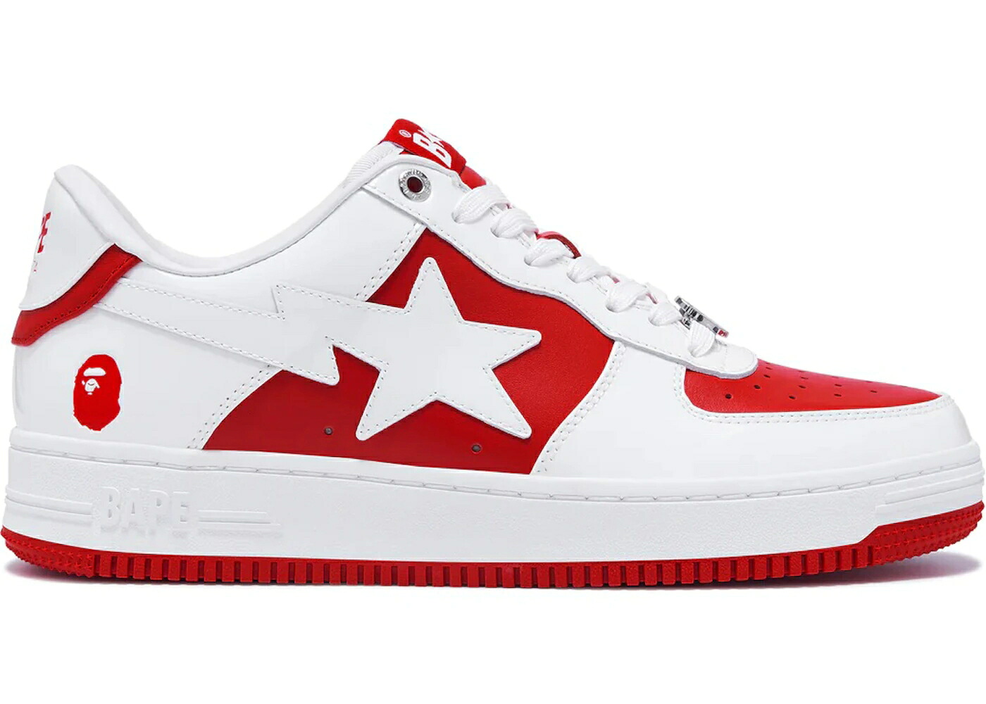 ベイプ 赤 レッド 白色 ホワイト #6 スニーカー メンズ BAPE A BATHING APE STA LOW RED / RED WHITE