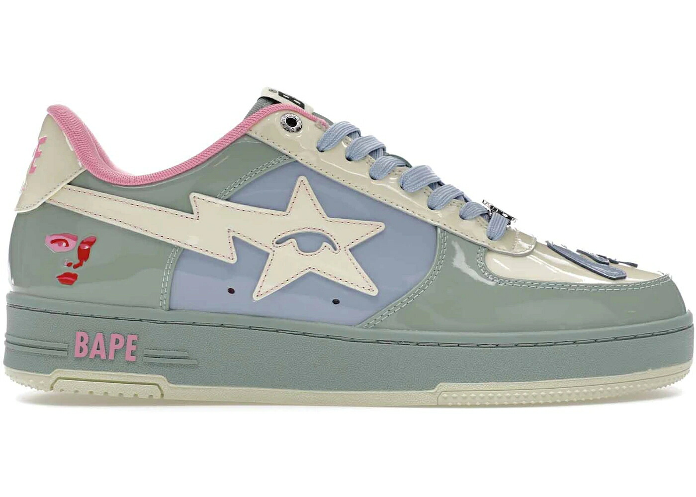 ベイプ 緑 緑であること サクラ色 スニーカー メンズ BAPE A BATHING APE STA KIDSUPER GREEN / GREEN PINK