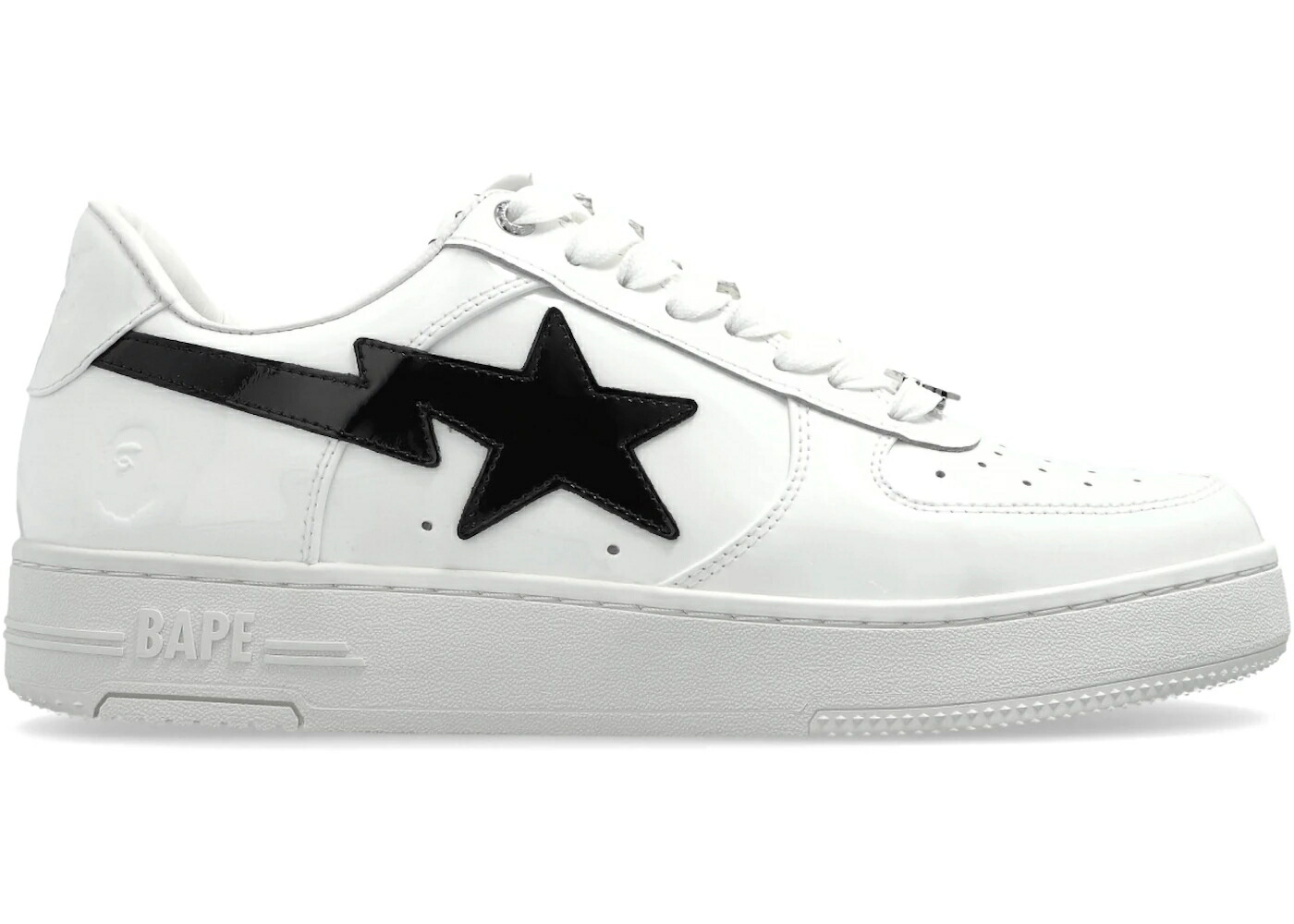 ベイプ 白色 ホワイト 黒色 ブラック パテント レザー #1 スニーカー メンズ BAPE A BATHING APE STA WHITE BLACK PATENT LEATHER /
