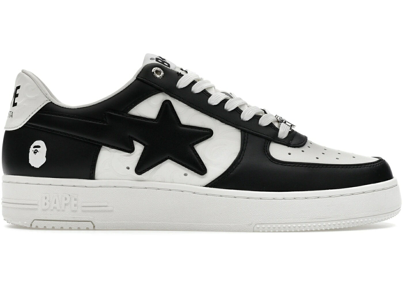 ベイプ 白色 ホワイト 黒色 ブラック カモ柄 #3 スニーカー メンズ BAPE A BATHING APE STA LOW WHITE BLACK CLOUD CAMO / WHITE BLACK