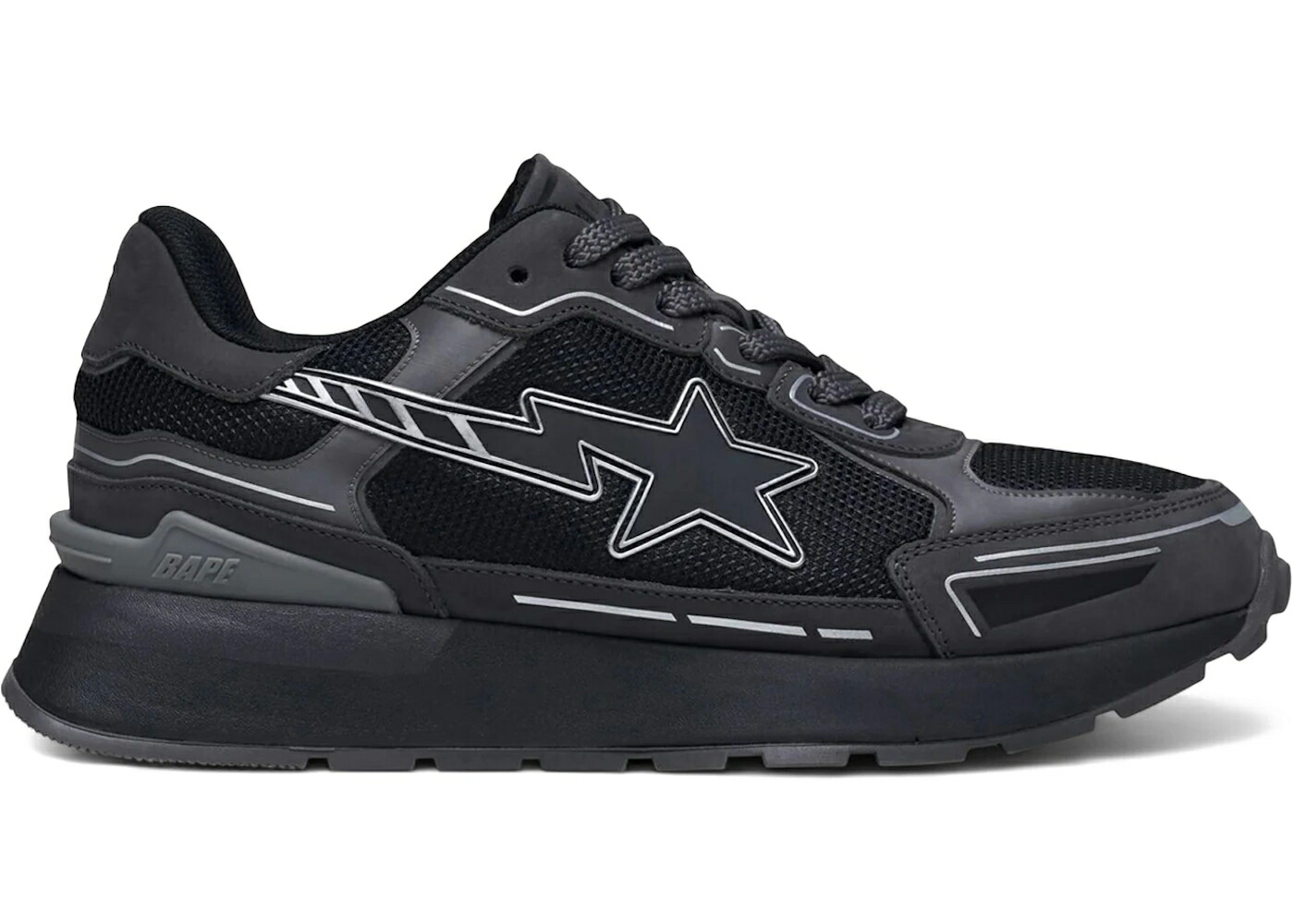 ベイプ 黒色 ブラック スニーカー メンズ BAPE A BATHING APE CROSS STA BLACK /