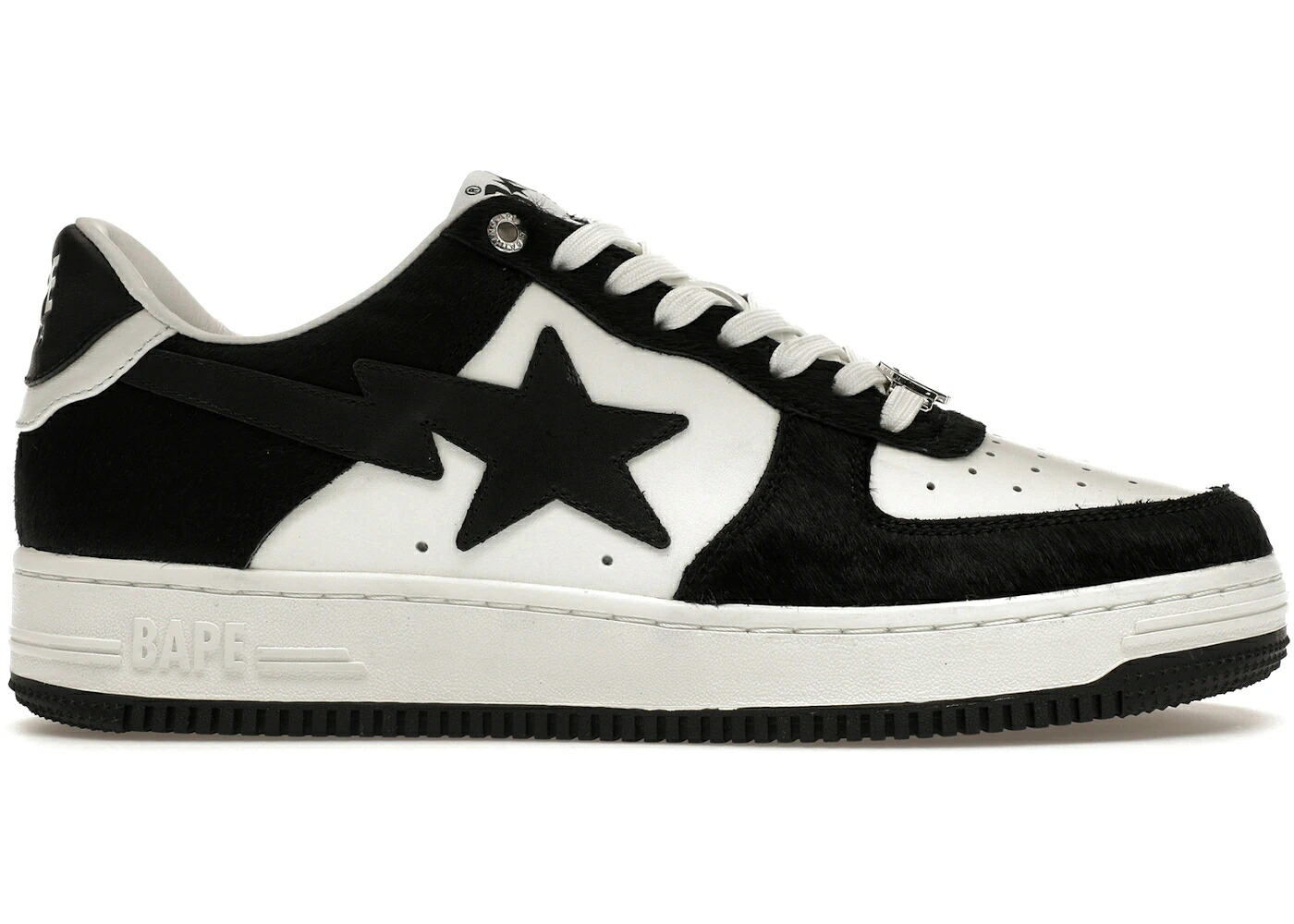 ベイプ 黒色 ブラック スニーカー メンズ BAPE A BATHING APE STA BLACK CALF HAIR /|スニケス