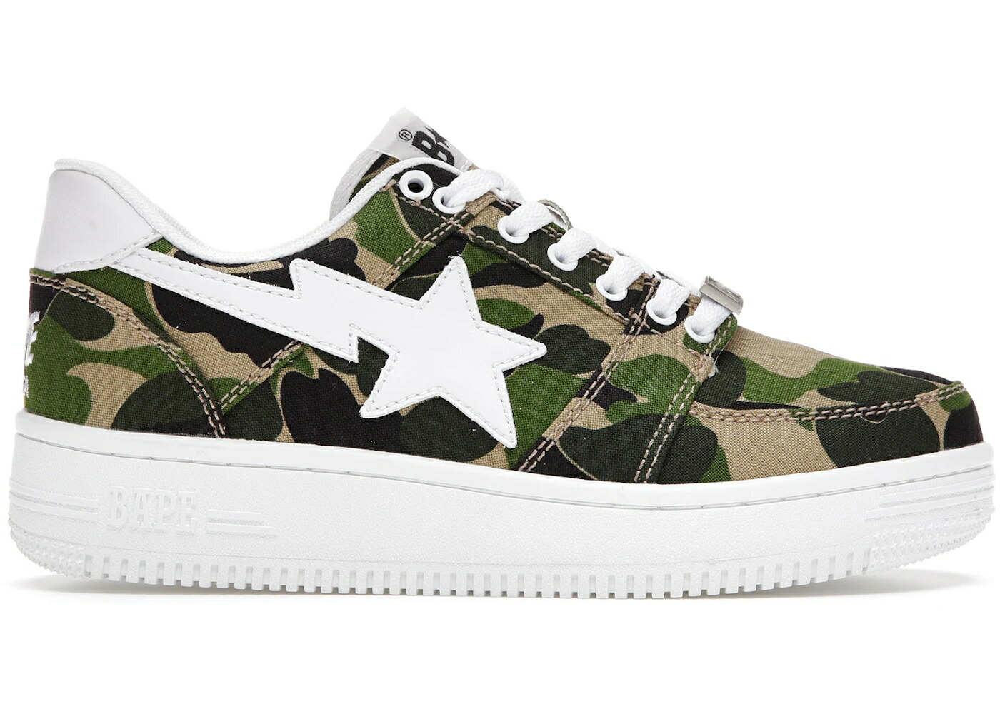 ベイプ カモ柄 緑 グリーン 白色 ホワイト スニーカー メンズ BAPE A BATHING APE STA LOW ABC CAMO 20TH ANNIVERSARY GREEN / GREEN CAMO WHITE