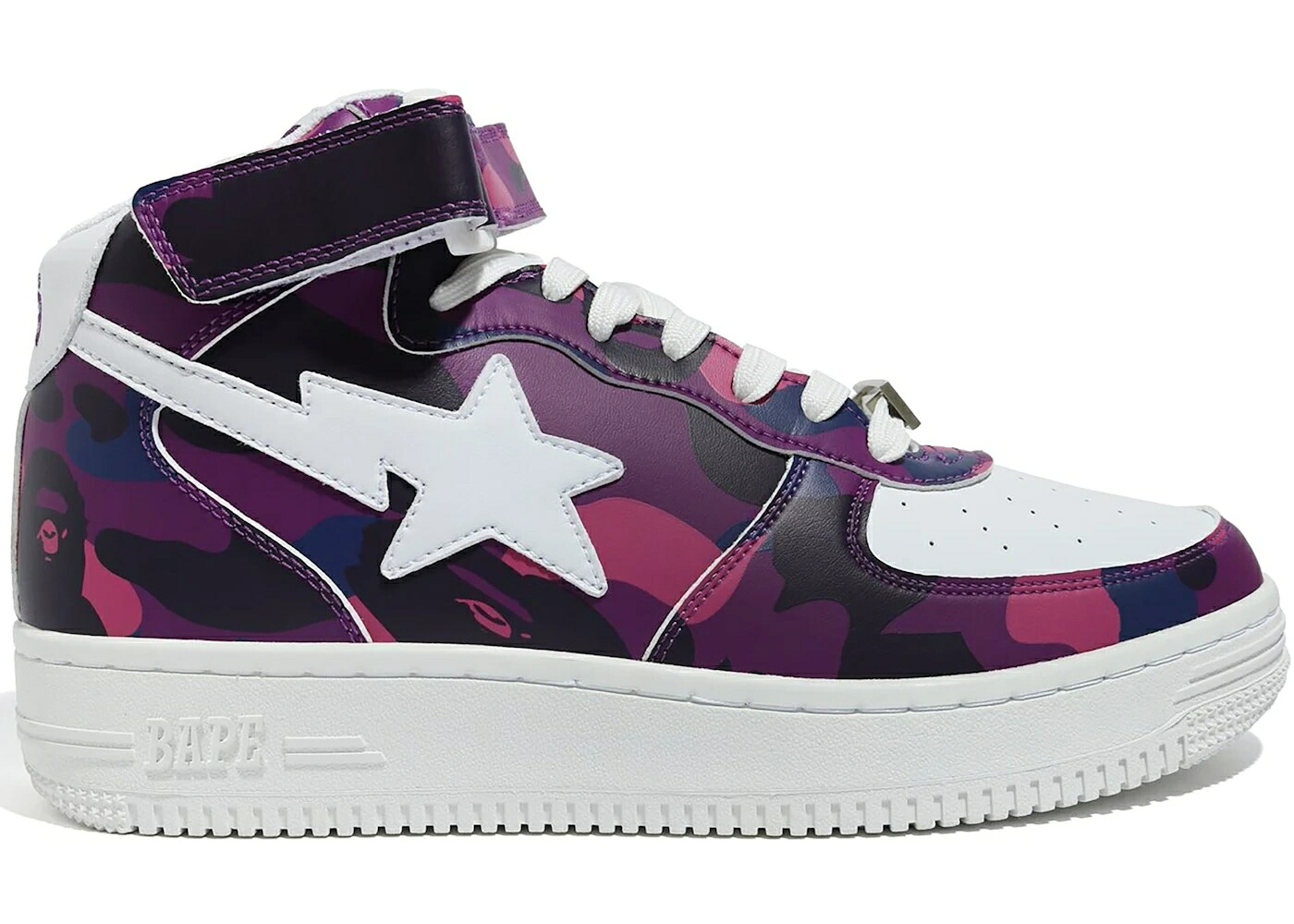 ベイプ ミッド カモ柄 紫 パープル 白色 ホワイト スニーカー メンズ BAPE A BATHING APE STA MID CAMO PURPLE / PURPLE WHITE|スニケス