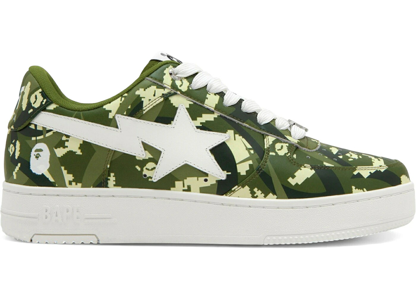 ベイプ クロット 緑 グリーン カモ柄 白色 ホワイト スニーカー メンズ BAPE A BATHING APE STA LOW CLOT GREEN DIGITAL CAMO / GREEN WHITE