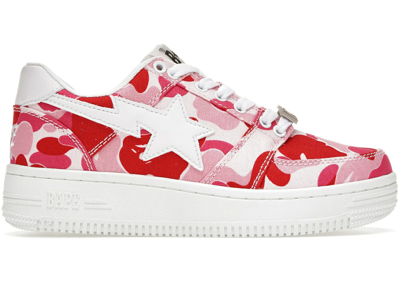 ベイプ カモ柄 ピンク 白色 ホワイト スニーカー メンズ BAPE A BATHING APE STA LOW ABC CAMO 20TH ANNIVERSARY PINK / PINK CAMO WHITE|スニケス