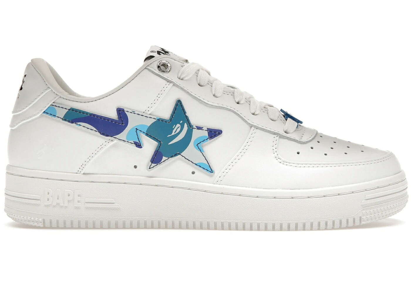 ベイプ カモ柄 白色 ホワイト 青色 ブルー スニーカー メンズ BAPE A BATHING APE STA LOW ABC CAMO WHITE BLUE (2022) / WHITE BLUE|スニケス