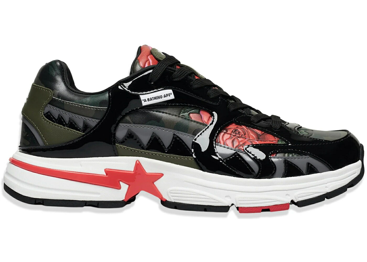 ベイプ シャーク クラブ 黒色 ブラック 赤 レッド スニーカー メンズ BAPE A BATHING APE SHARK STA ANTI SOCIAL CLUB BLACK / BLACK RED