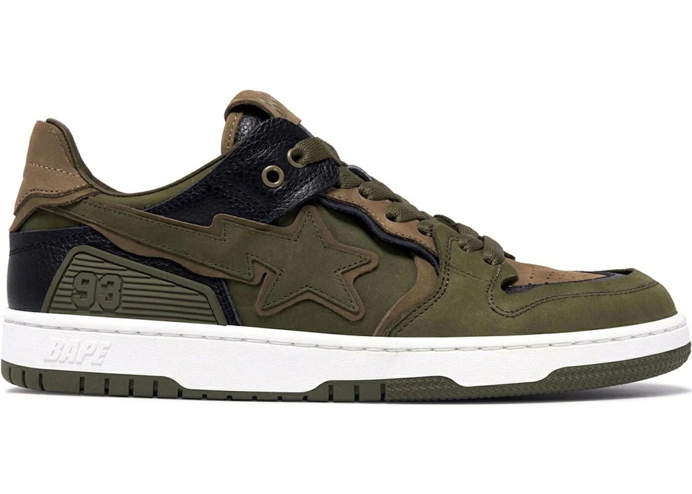 ベイプ オリーブ 黒色 ブラック #6 スニーカー メンズ BAPE A BATHING APE SK8 STA OLIVE DRAB / OLIVE DRAB BLACK|スニケス