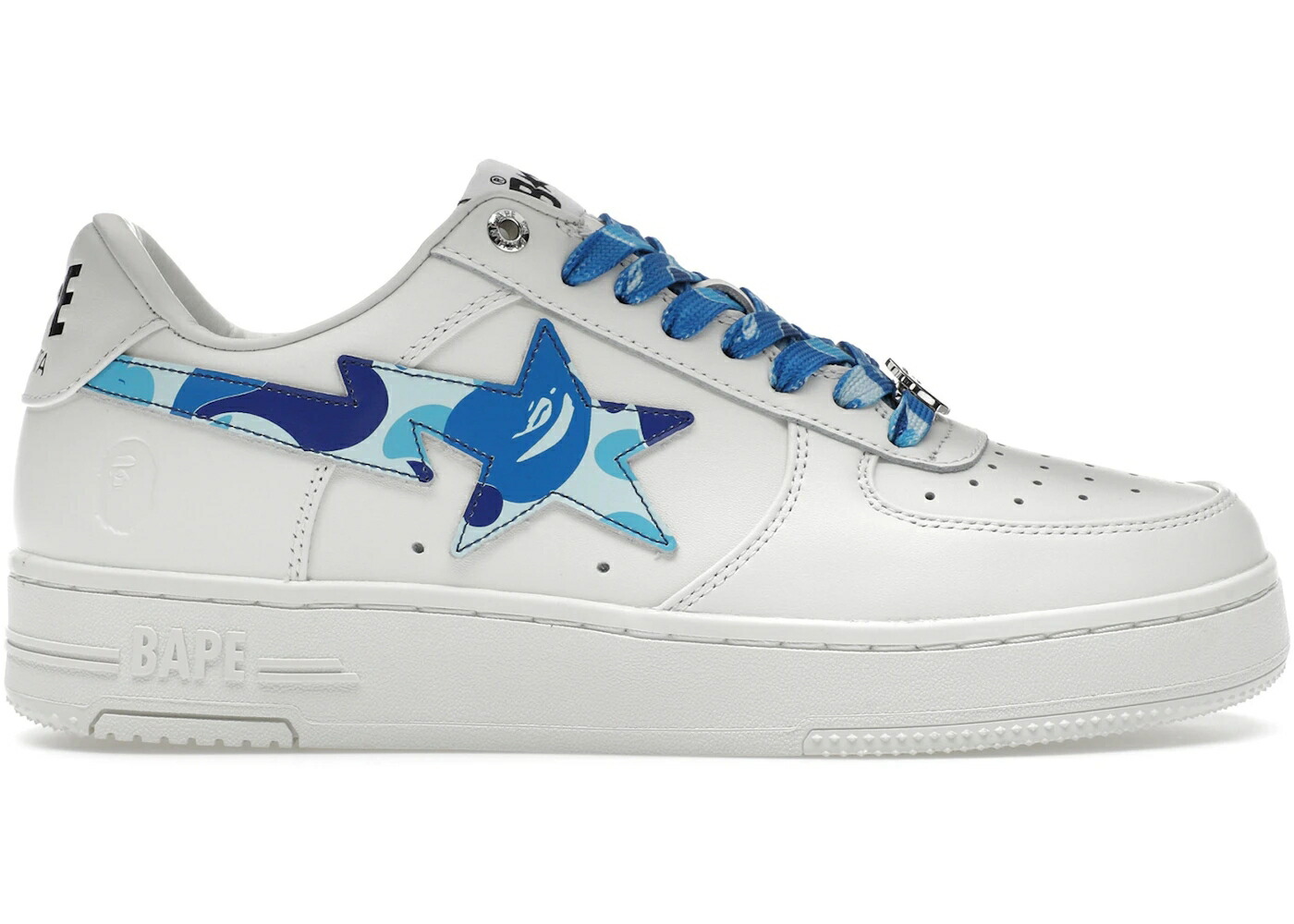 ベイプ カモ柄 白色 ホワイト 青色 ブルー スニーカー メンズ BAPE A BATHING APE STA LOW ABC CAMO WHITE BLUE (2025) / WHITE BLUE