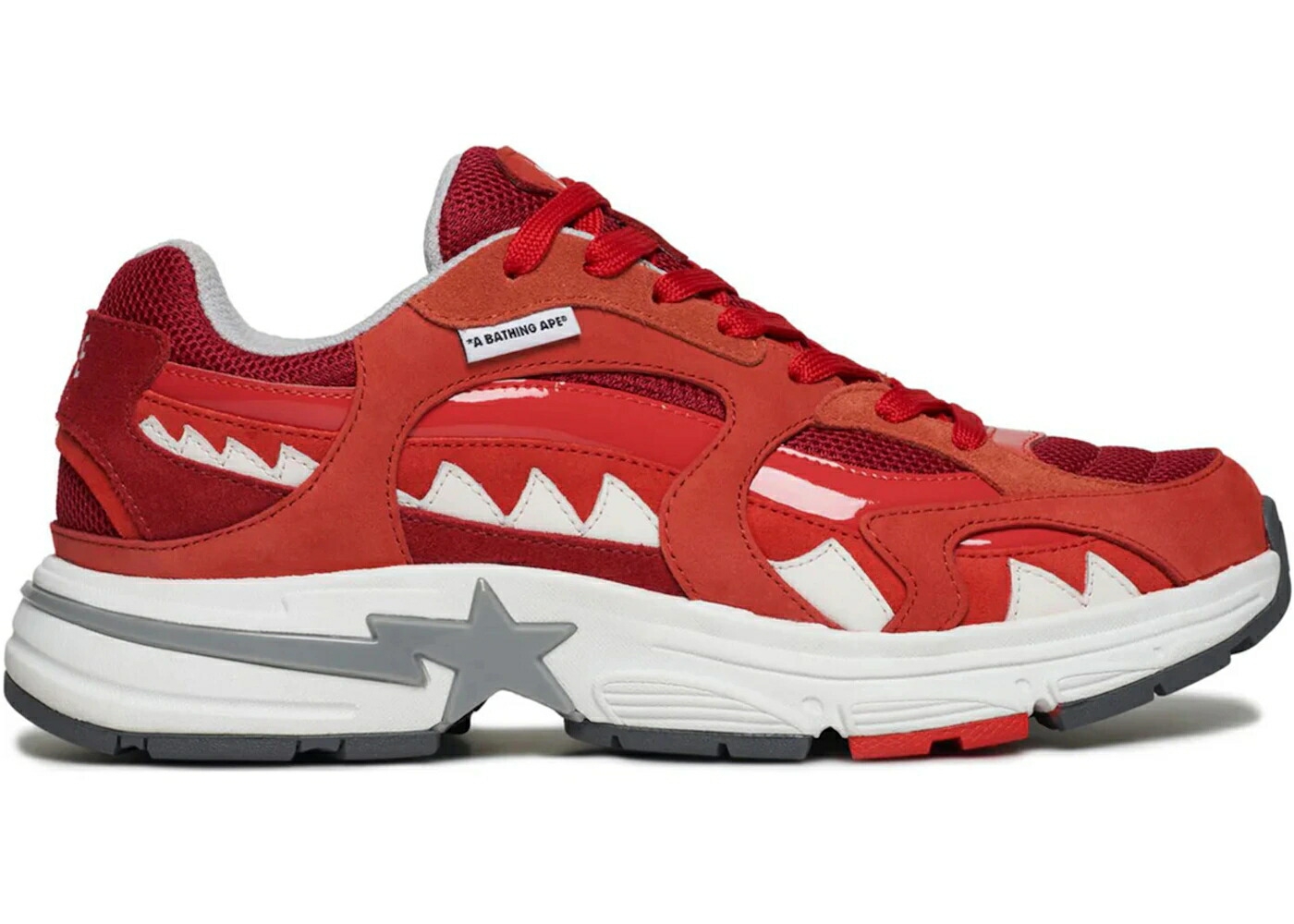 ベイプ シャーク 赤 レッド 橙 オレンジ 白色 ホワイト スニーカー メンズ BAPE A BATHING APE SHARK STA KOREA / RED ORANGE WHITE