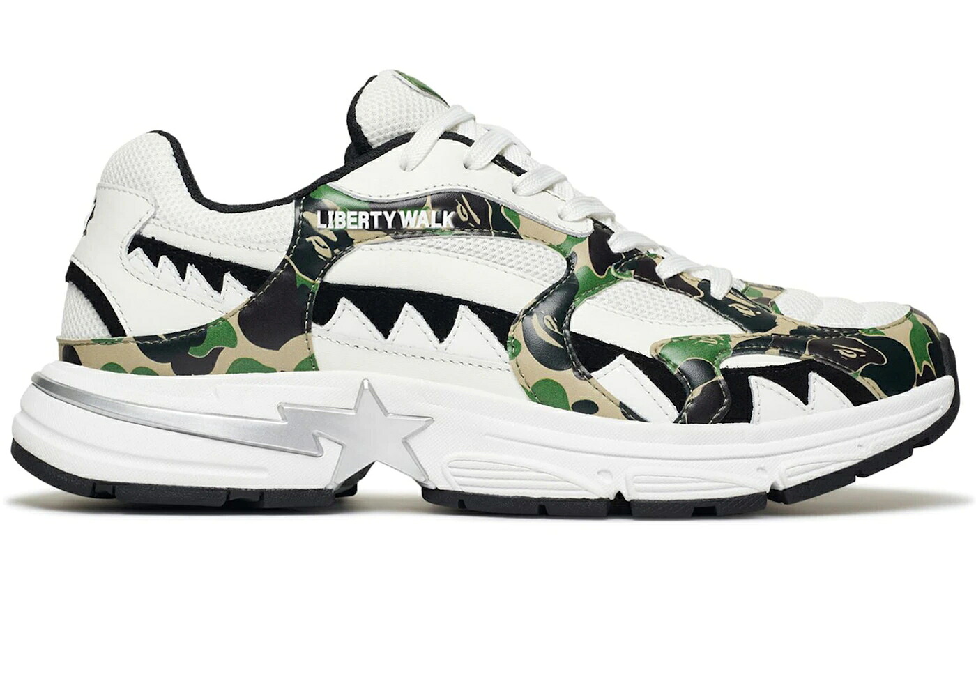 ベイプ シャーク 白色 ホワイト 緑 グリーン スニーカー メンズ BAPE A BATHING APE SHARK STA LBWK WHITE GREEN / WHITE GREEN｜スニケス