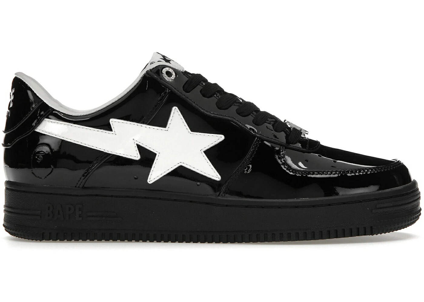 ベイプ 黒いこと 黒いこと 専売特許 白いこと 白いこと #2 スニーカー メンズ BAPE A BATHING APE STA BLACK PATENT / BLACK WHITE