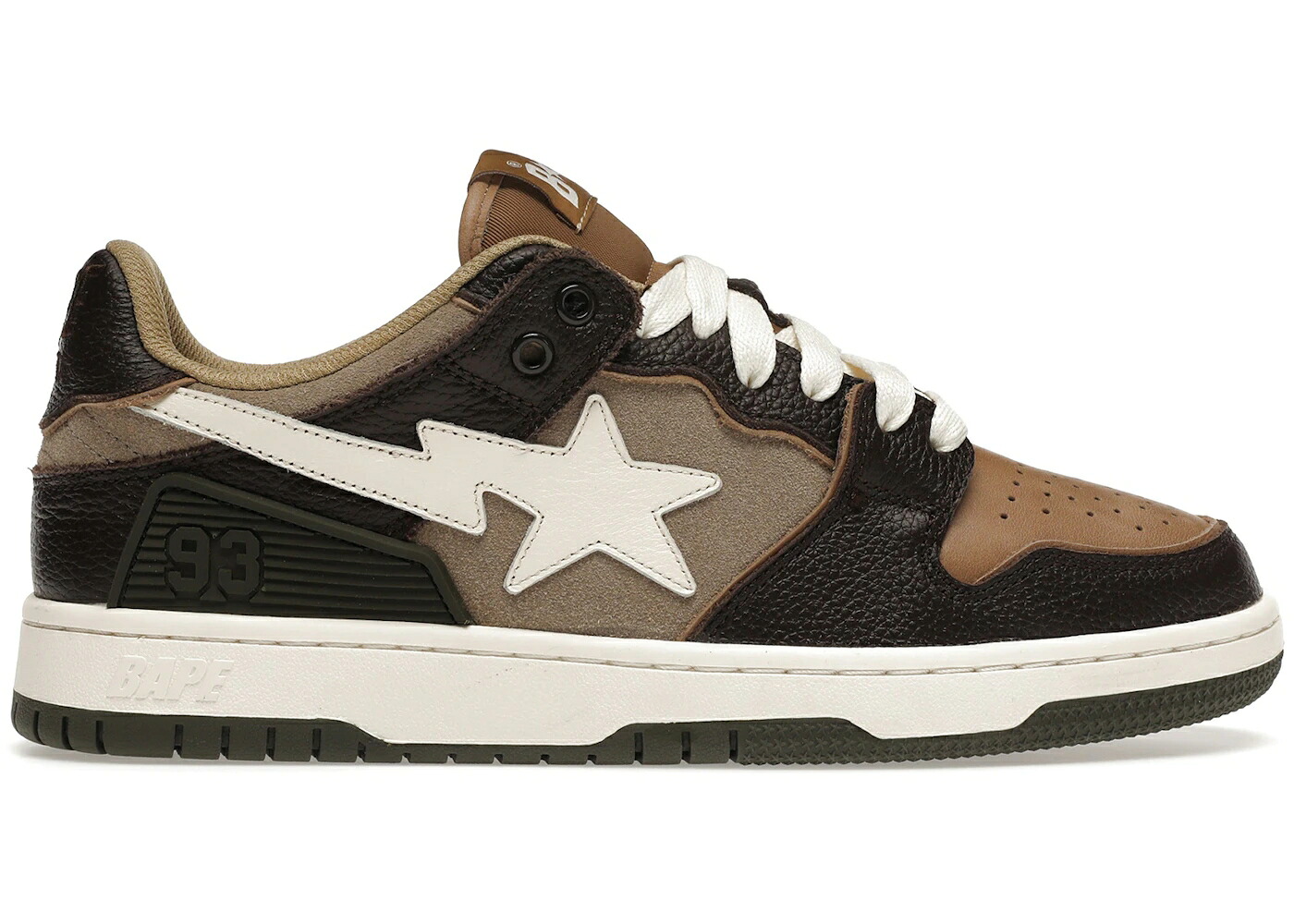 ベイプ 茶色 ブラウン アイボリー スニーカー メンズ BAPE A BATHING APE SK8 STA BROWN IVORY / BROWN IVORY