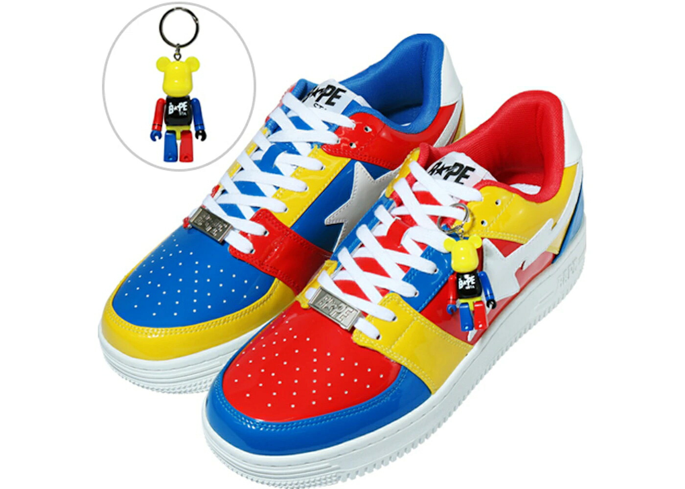 ベイプ 青味 青み 赤 赤いこと 白いこと 白いこと 黄味がかった 黄色 スニーカー メンズ BAPE A BATHING APE STA LOW MEDICOM TOY MULTI / BLUE RED WHITE YELLOW