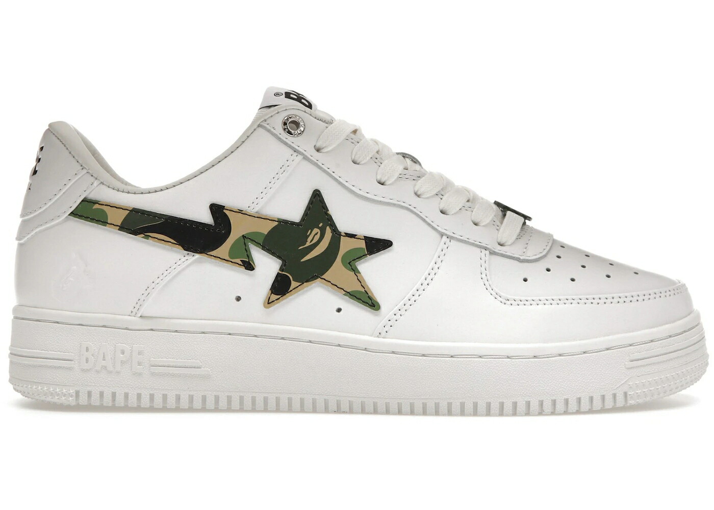 ベイプ カモ柄 白色 ホワイト 緑 グリーン スニーカー メンズ BAPE A BATHING APE STA LOW ABC CAMO WHITE GREEN (2022) / WHITE GREEN