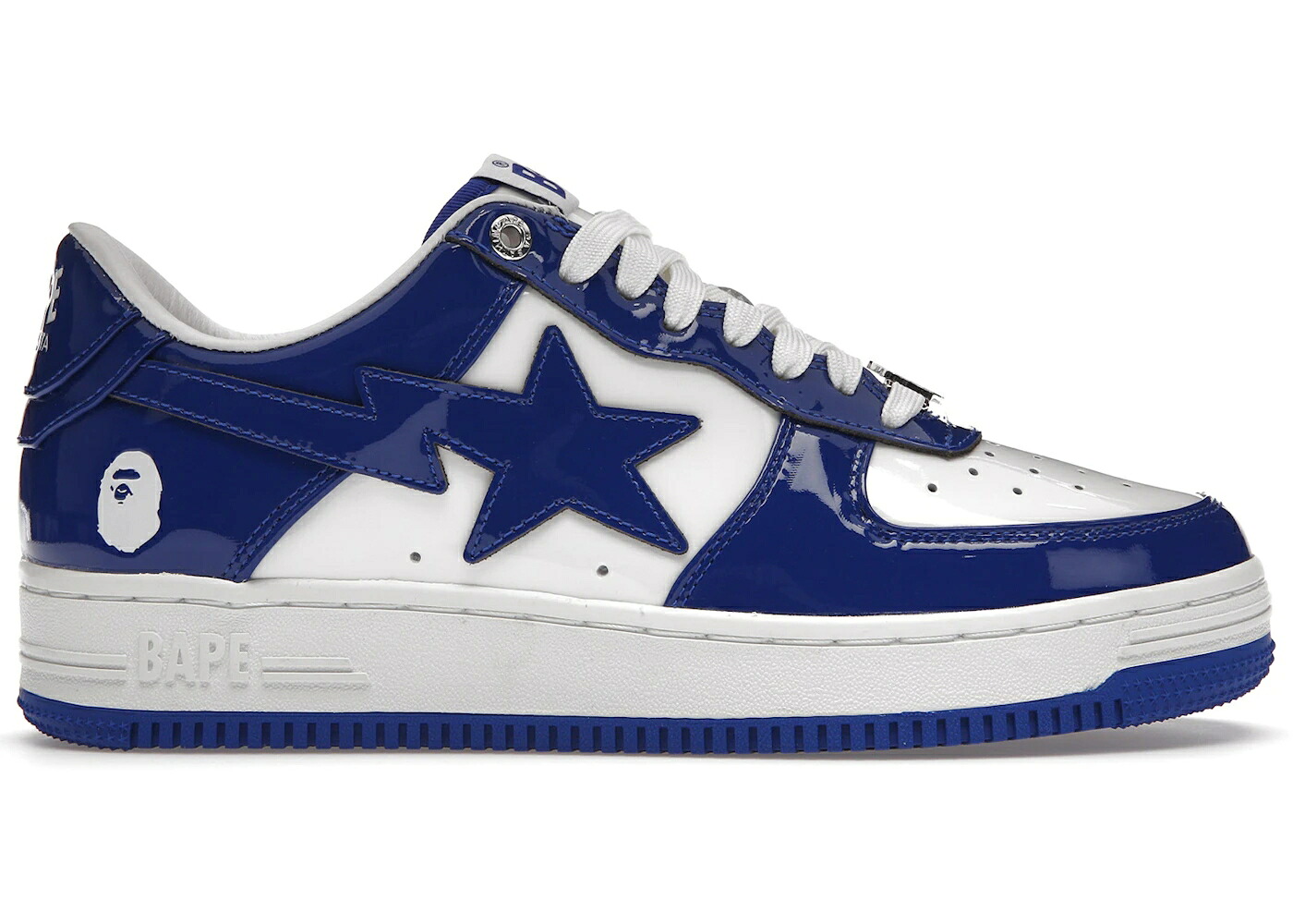 ベイプ パテント レザー 白色 ホワイト 青色 ブルー スニーカー メンズ BAPE A BATHING APE STA PATENT LEATHER WHITE BLUE (2023) / WHITE BLUE|スニケス