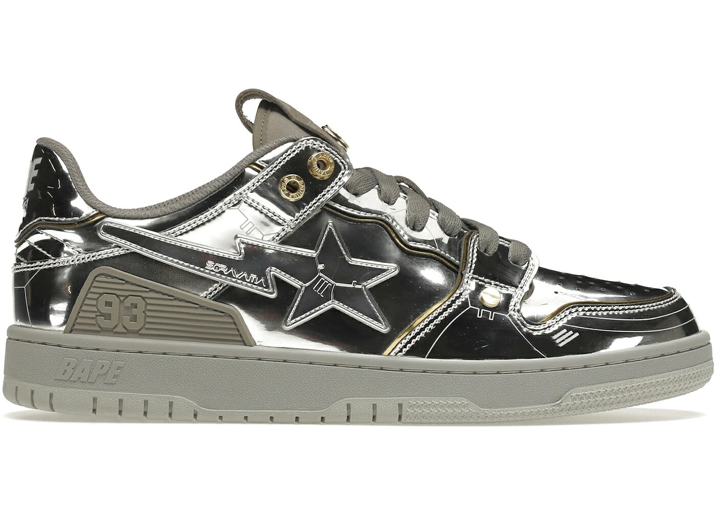 ベイプ 銀色 シルバー 白色 ホワイト スニーカー メンズ BAPE A BATHING APE SK8 STA HAJIME SORAYAMA / SILVER METALLIC SILVER WHITE|スニケス