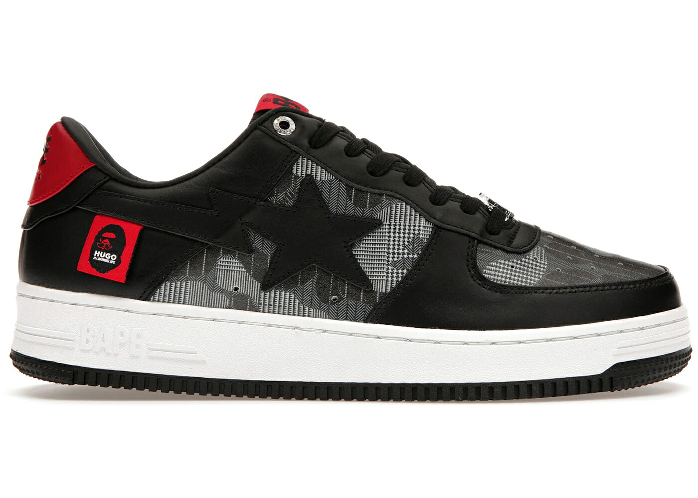 ベイプ 黒色 ブラック 灰色 グレー 赤 レッド スニーカー メンズ BAPE A BATHING APE STA HUGO / BLACK GREY RED