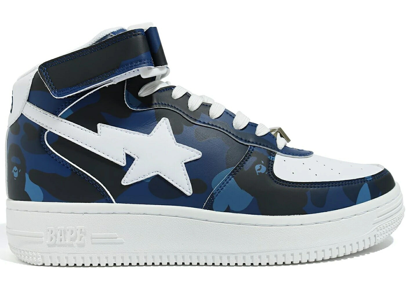 ベイプ ミッド 間鴨柄 紺色 米国海軍 白いこと 白いこと スニーカー メンズ BAPE A BATHING APE STA MID CAMO NAVY / NAVY WHITE
