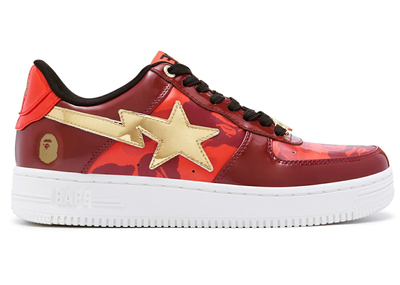 ベイプ 赤 レッド ゴールド 白色 ホワイト スニーカー メンズ BAPE A BATHING APE STA CNY PROJECT / RED GOLD WHITE｜スニケス