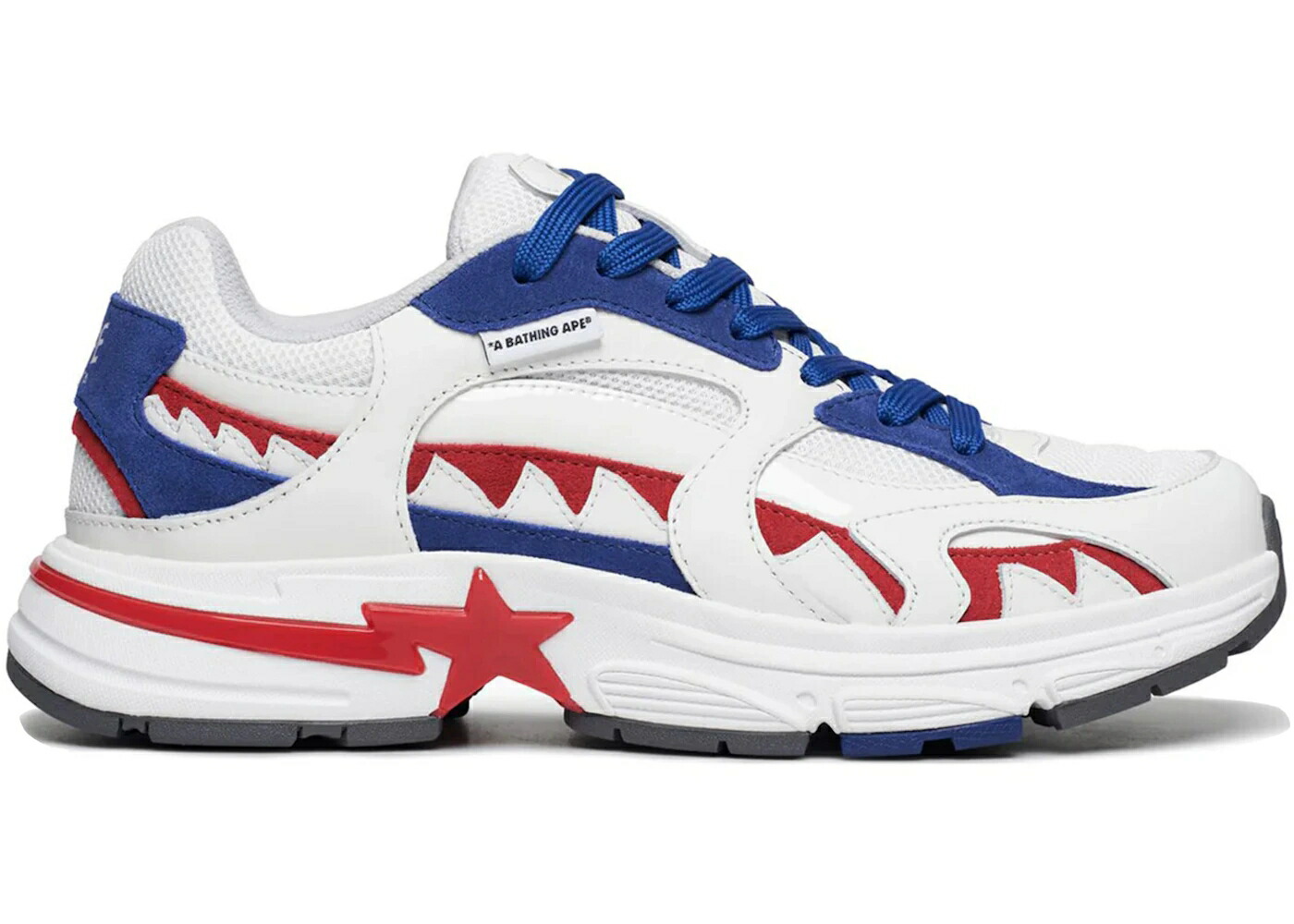 ベイプ シャーク ユナイテッド 白色 ホワイト 赤 レッド 青色 ブルー スニーカー メンズ BAPE A BATHING APE SHARK STA UNITED KINGDOM / WHITE RED BLUE