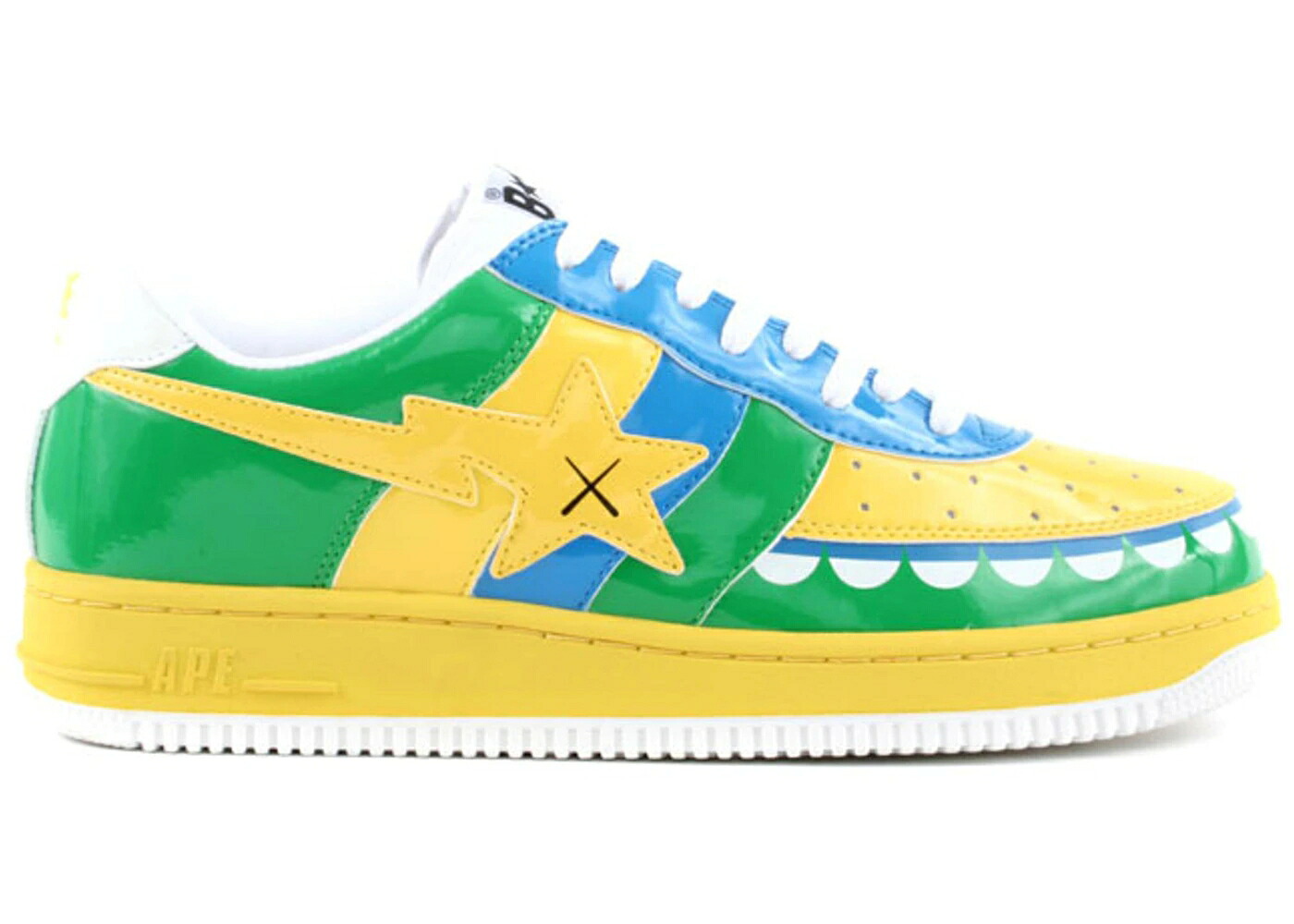 ベイプ 黄色 イエロー 青色 ブルー 緑 グリーン スニーカー メンズ BAPE A BATHING APE STA LOW KAWS CHOMPERS YELLOW BLUE / YELLOW BLUE GREEN|スニケス
