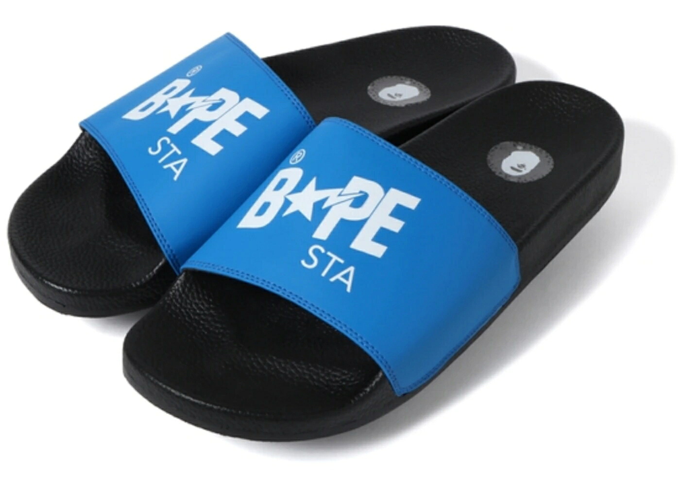 ベイプ サンダル 黒色 ブラック 青色 ブルー スニーカー メンズ BAPE A BATHING APE STA SLIDE BLACK BLUE / BLACK BLUE|スニケス