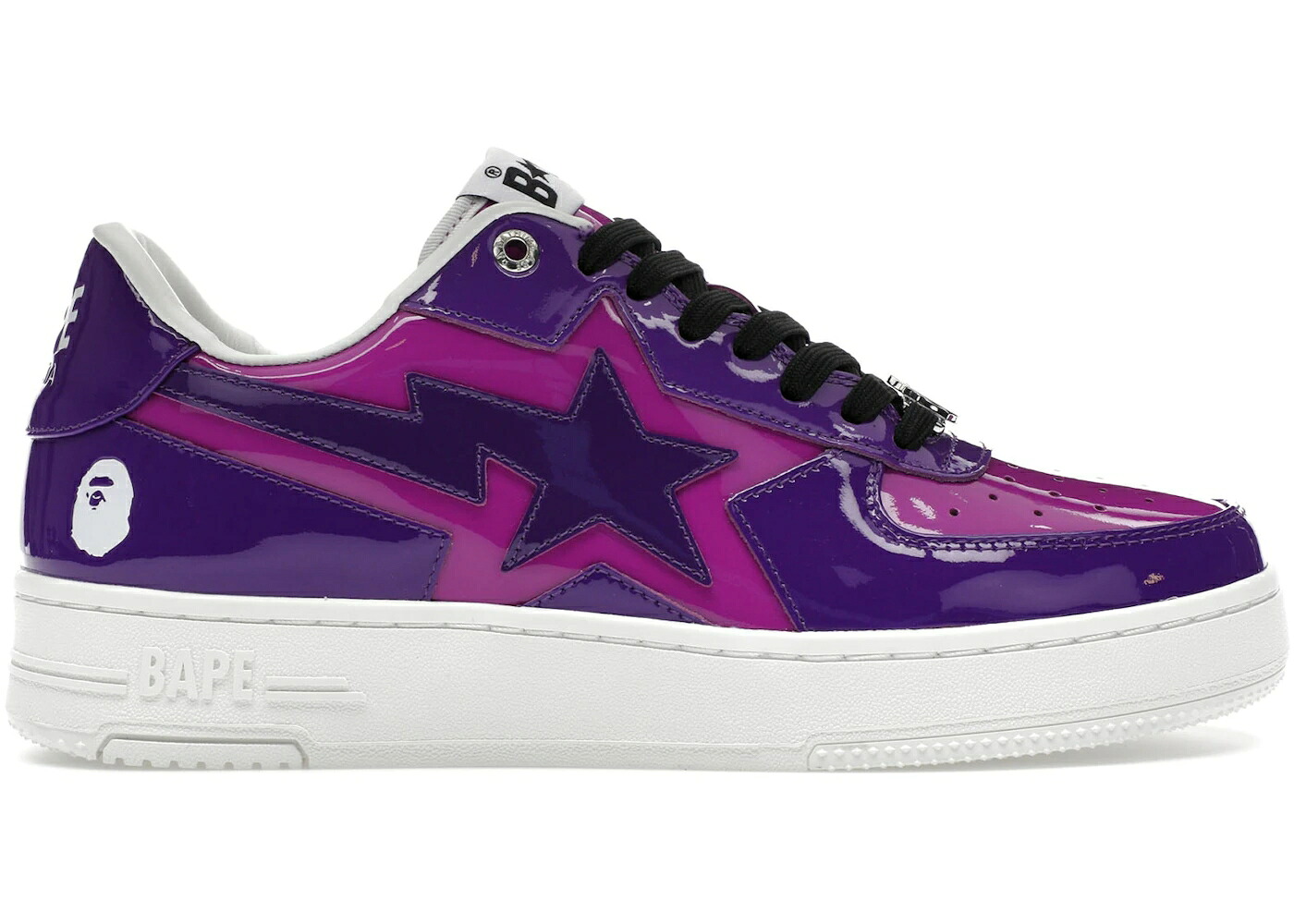 ベイプ アイコン 紫 パープル 専売特許 サクラ色 白いこと 白いこと スニーカー メンズ BAPE A BATHING APE STA ICON LOW PURPLE PATENT / PURPLE PINK WHITE