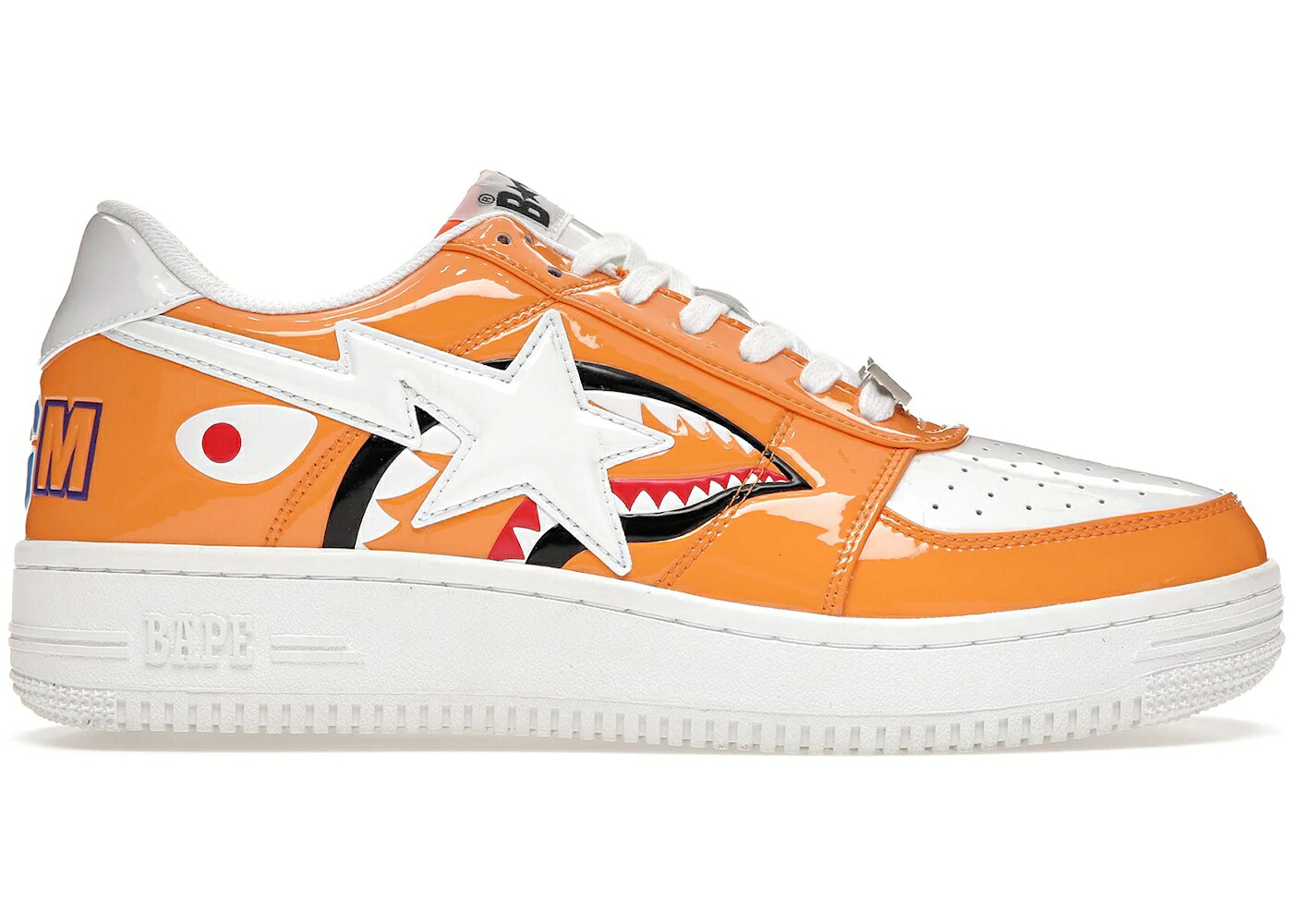 ベイプ シャーク 橙 オレンジ 白色 ホワイト スニーカー メンズ BAPE A BATHING APE STA LOW COLOR BLOCK SHARK ORANGE / ORANGE WHITE|スニケス