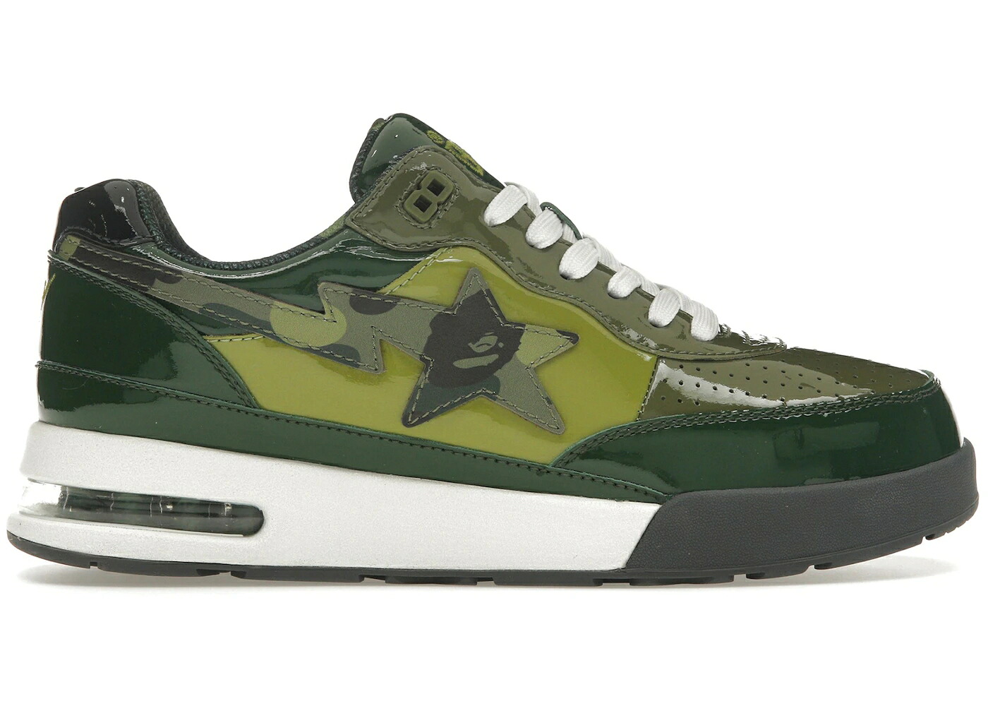 ベイプ パテント レザー 緑 グリーン 白色 ホワイト スニーカー メンズ BAPE A BATHING APE ROAD STA PATENT LEATHER GREEN (2022) / GREEN DARK GREEN WHITE|スニケス