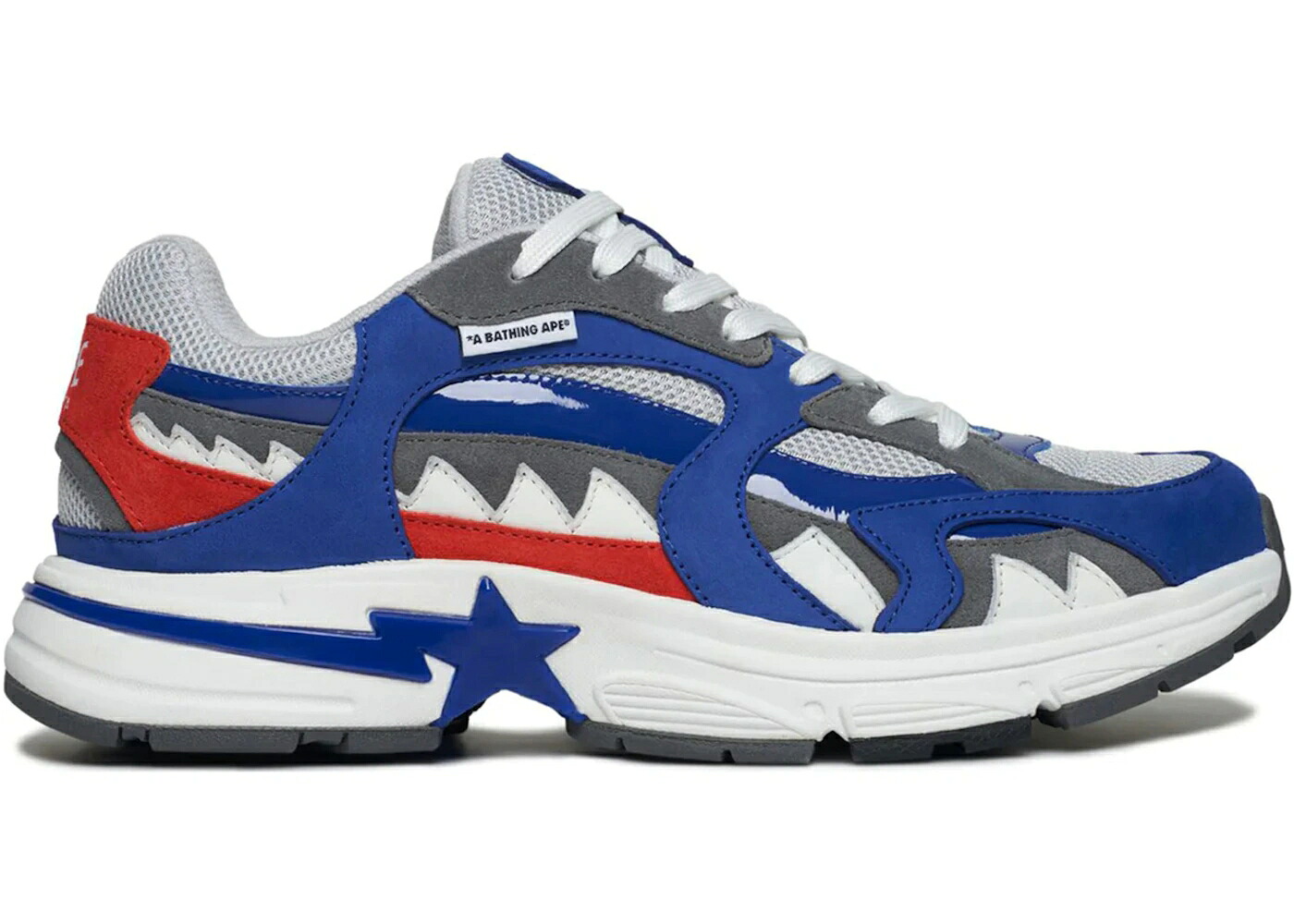ベイプ シャーク 青色 ブルー 灰色 グレー 白色 ホワイト 赤 レッド スニーカー メンズ BAPE A BATHING APE SHARK STA JAPAN / BLUE GREY WHITE RED|スニケス
