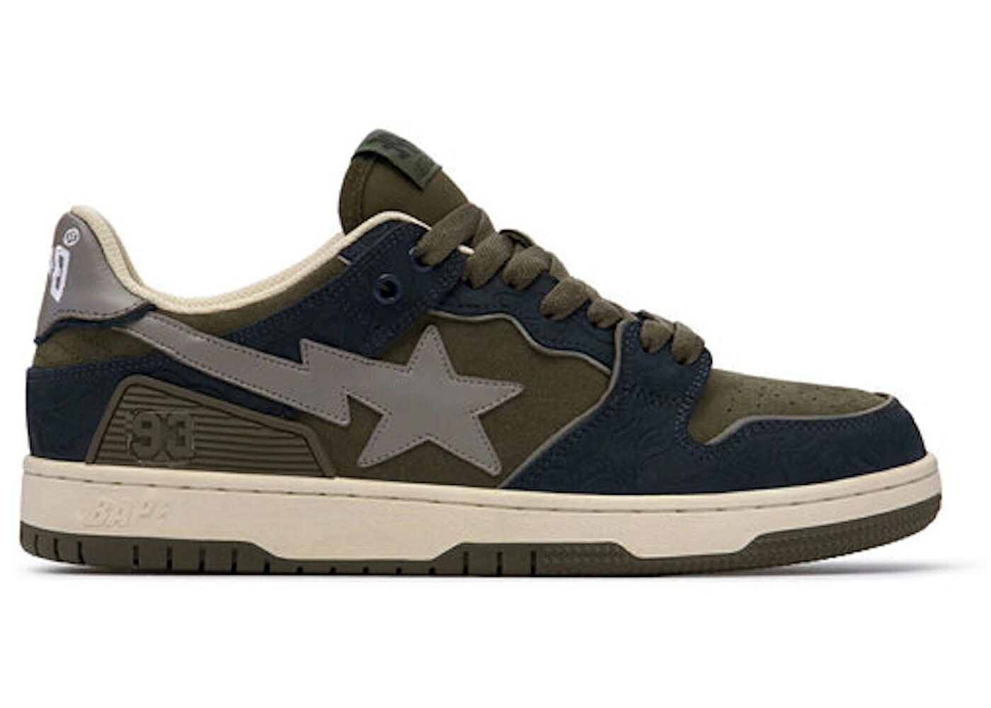 ベイプ 紺色 ネイビー カーキ 灰色 グレー スニーカー メンズ BAPE A BATHING APE SK8 STA NAVY KHAKI GREY / NAVY KHAKI GREY