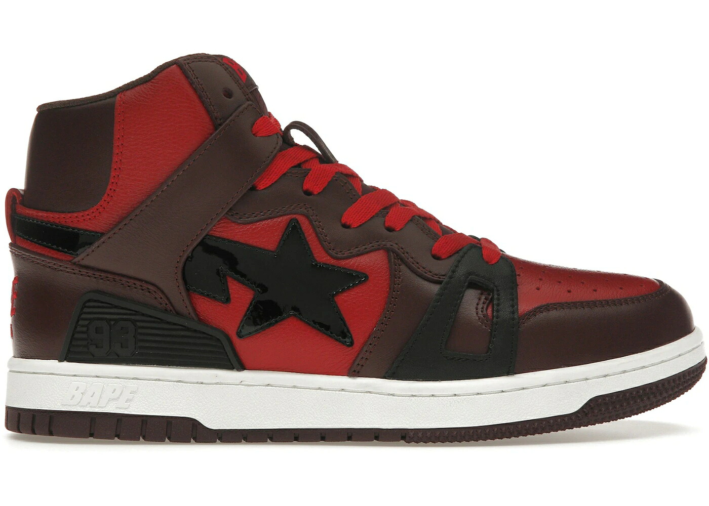 ベイプ 赤 レッド ワイン色 バーガンディー スニーカー メンズ BAPE A BATHING APE STA 93 HI RED BURGUNDY / RED BURGUNDY｜スニケス