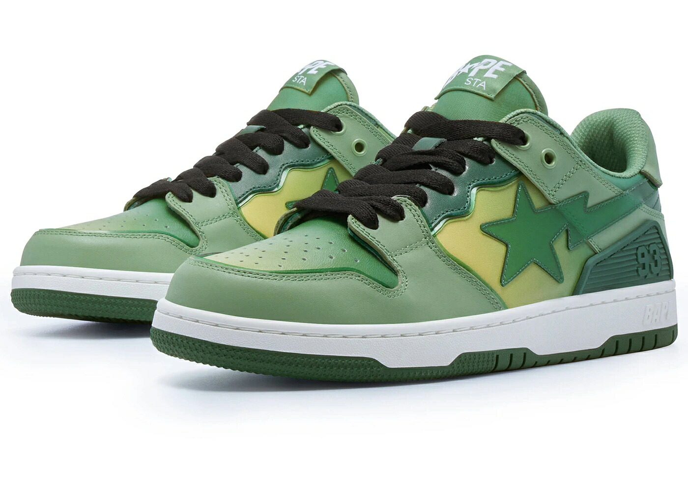 ベイプ 緑 グリーン 黄色 イエロー 黒色 ブラック スニーカー メンズ BAPE A BATHING APE SK8 STA GREEN GRADATION / GREEN YELLOW BLACK
